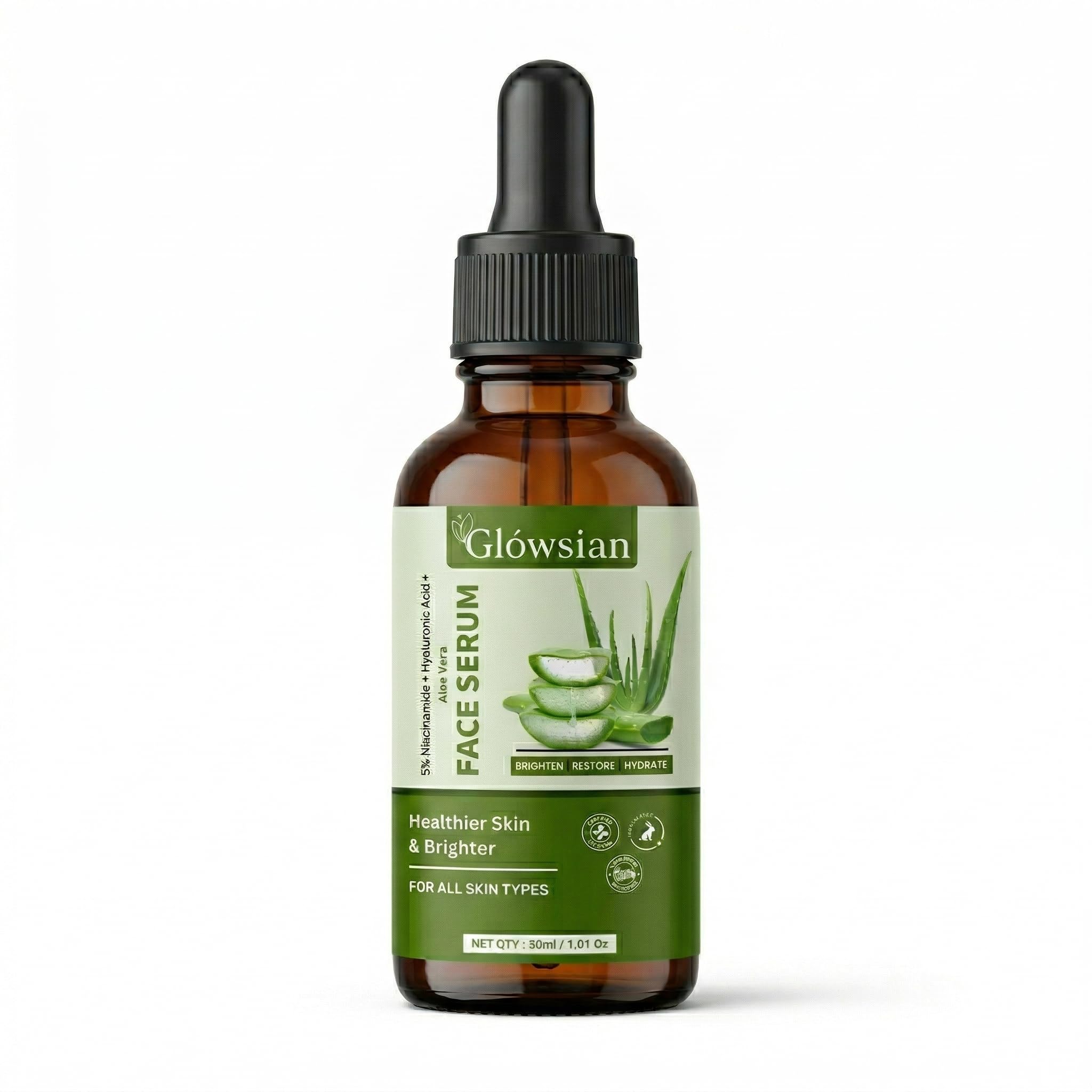 Glwsian Vitamin B3 Face Serum With 5% Niacinamide, Hyaluronic Acid & Aloe Vera  Hydrating & Oil Balancing Serum For Dark Spots,
