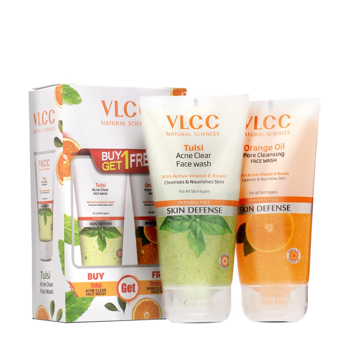 VLCC Holy Basil + Orange Oil Face Wash Combo for Acne & Pore Cleansing | Clears Pimple, Clogged Pores & Oil | Reduces Breakouts