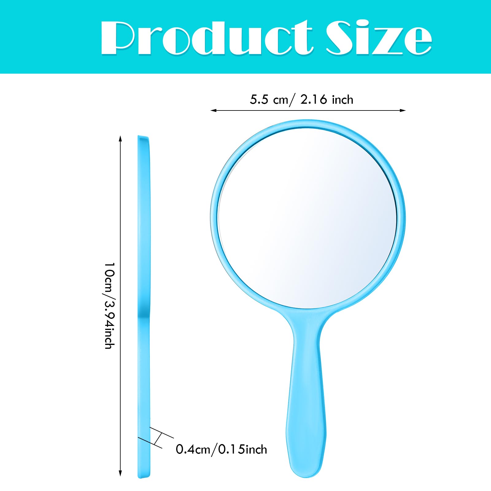 Jetec 25 Pcs Handheld Mirror With Handle, 3.94'' L X 2.17'' W, Small Portable Round Mirror Bulk For Kids Travel Makeup Classroom