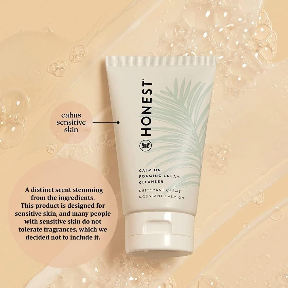 Honest Beauty Calm On Foaming Cream Cleanser For Sensitive Skin | Hyaluronic Acid + Calming Phyto-Blend | Ewg Verified, Vegan +