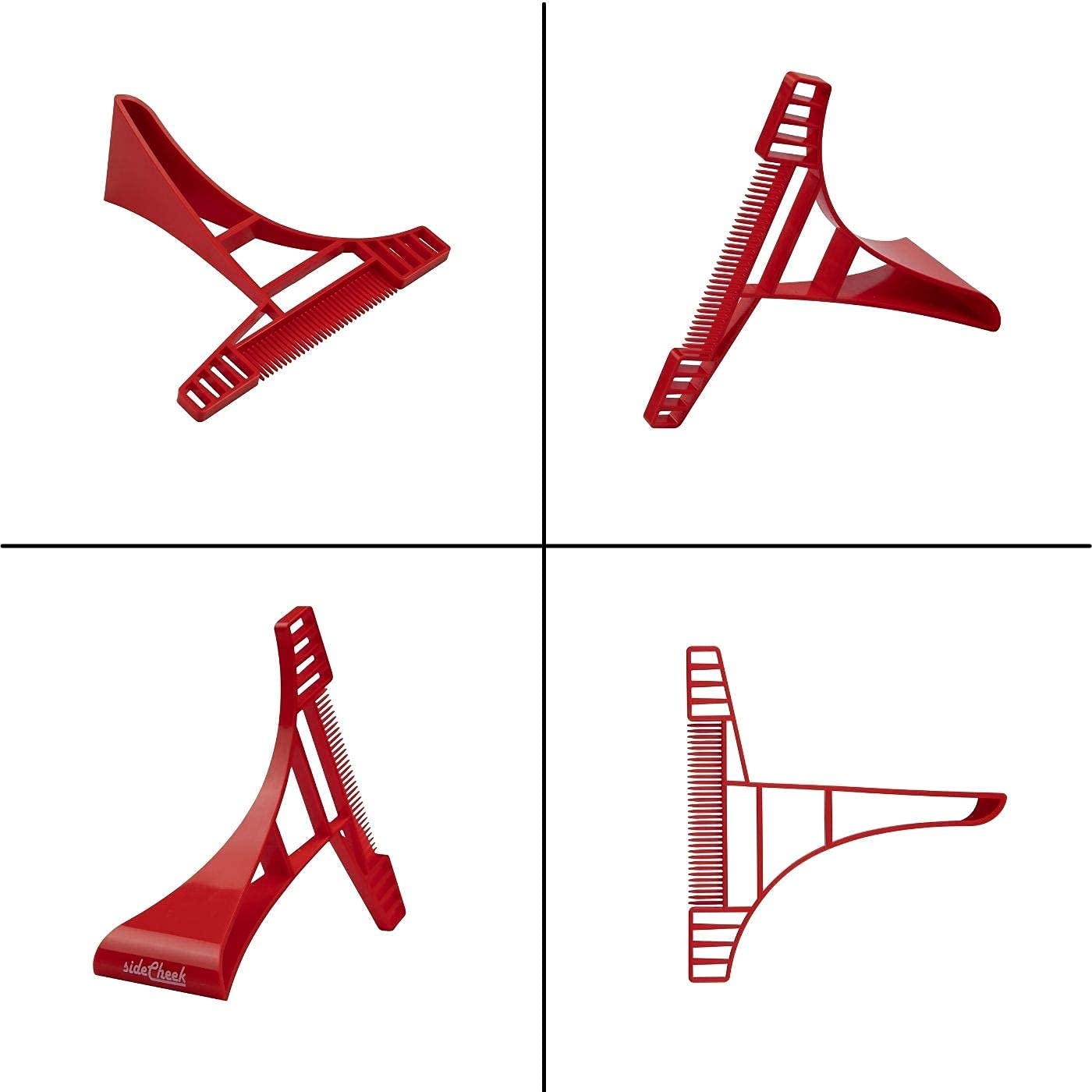 NEKMATE SIDECHEEK Beard Shaping Stencil Tool, Symmetric Curved Design, Plastic, 1 Count, Red, Model SC1
