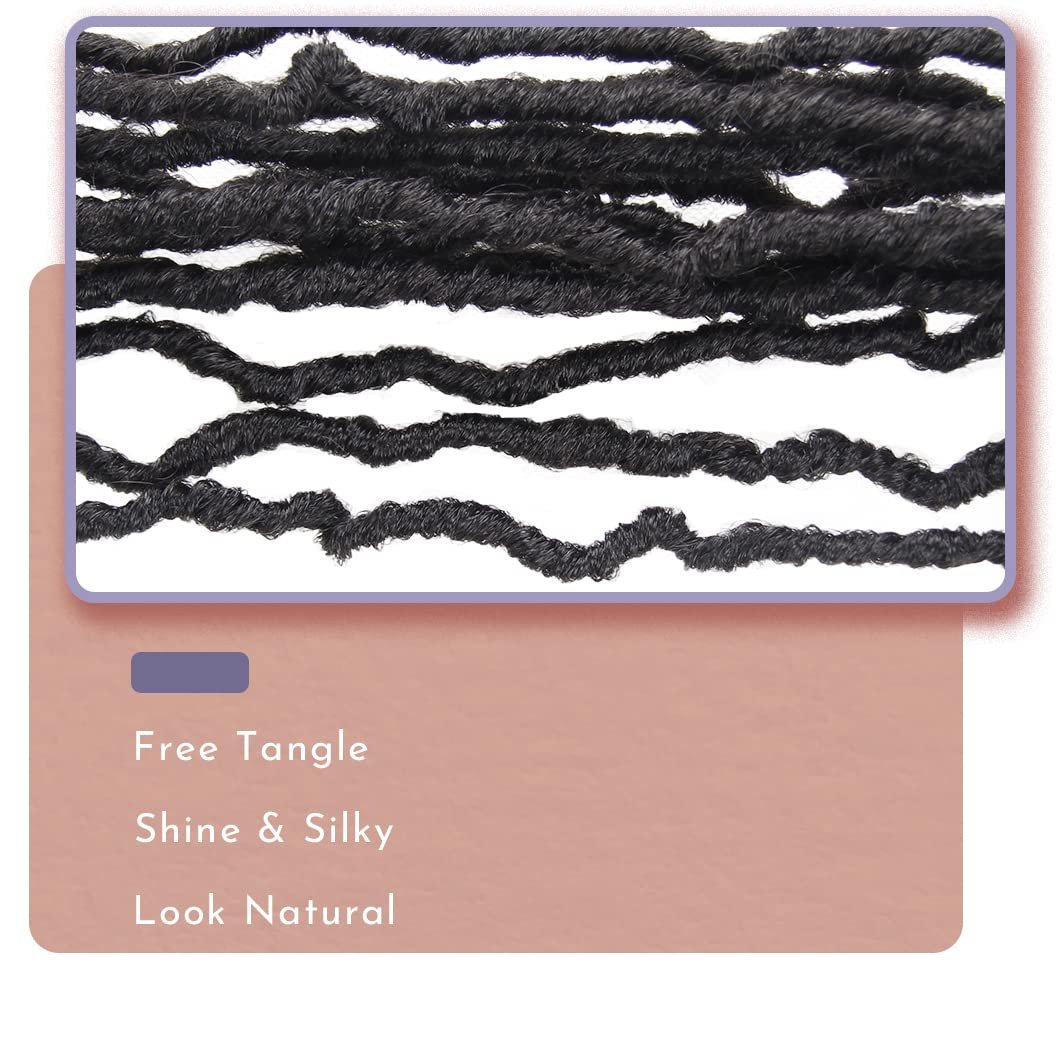 BOHOBABE 18 Inch New Faux Locs With Curly End 6 Packs Soft Locs Crochet Hair 72 Strands Natural Black Crochet Braids (6Packs,1#)