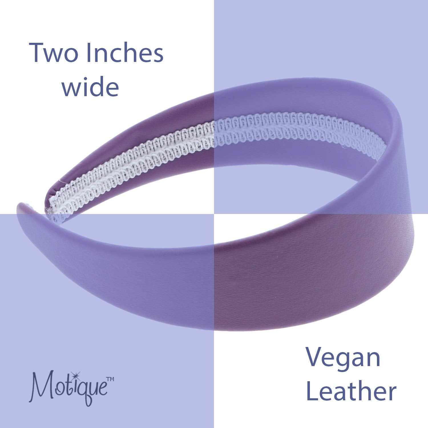 2 Inch Wide Leather Like Headband Solid Hair band for Women and Girls - Light Purple