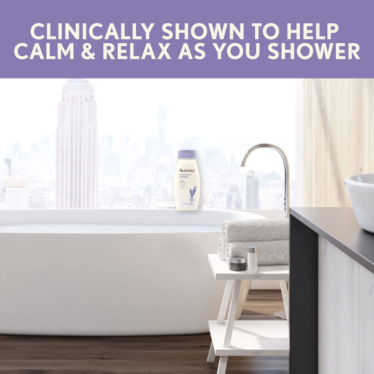 Aveeno Stress Relief Body Wash With Soothing Oat,Lavender, Chamomile & Ylang-Ylang Essential Oils, Hypoallergenic, Dye-Free & So