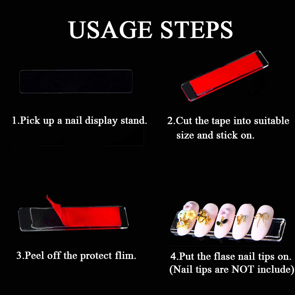 Ebanku Acrylic Nail Display Stand Set, 50Pcs Acrylic Nails Holder Stand With 10M Double Sided Tape For Nails Walls, Magnetic Nai