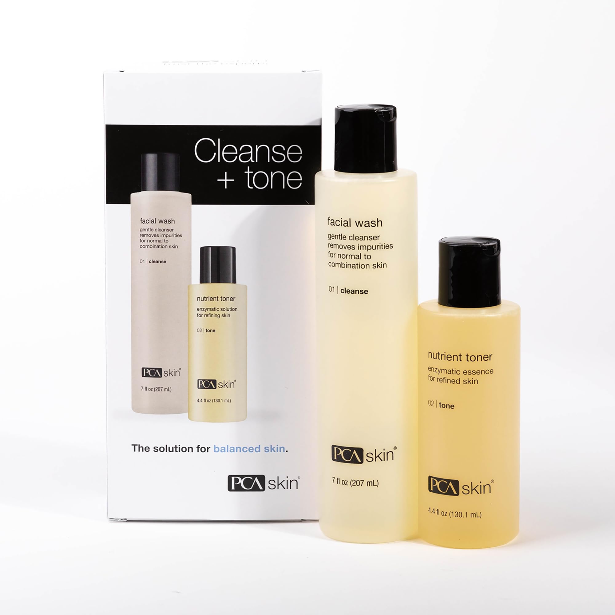 Pca Skin Cleanse And Tone Skincare Kit, Foaming Face Wash And Nutrient Face Toner Kit, 2 Bottle Skincare Kit