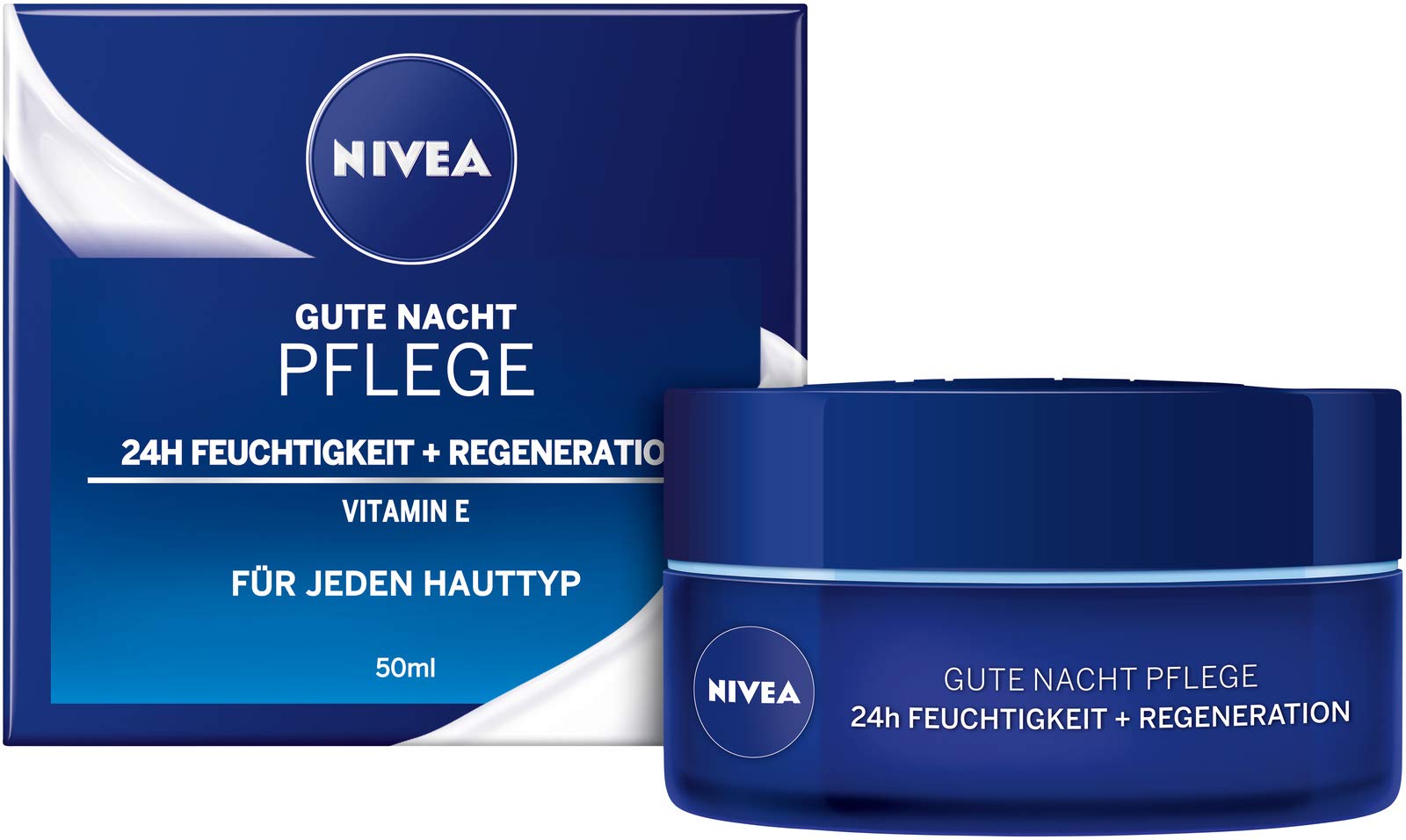 NIVEA Nourishing Night Face Cream Bundle of 2  24H Moisture Care with Vitamin E and ProVitamin B5, Rich Overnight Hydration Fo