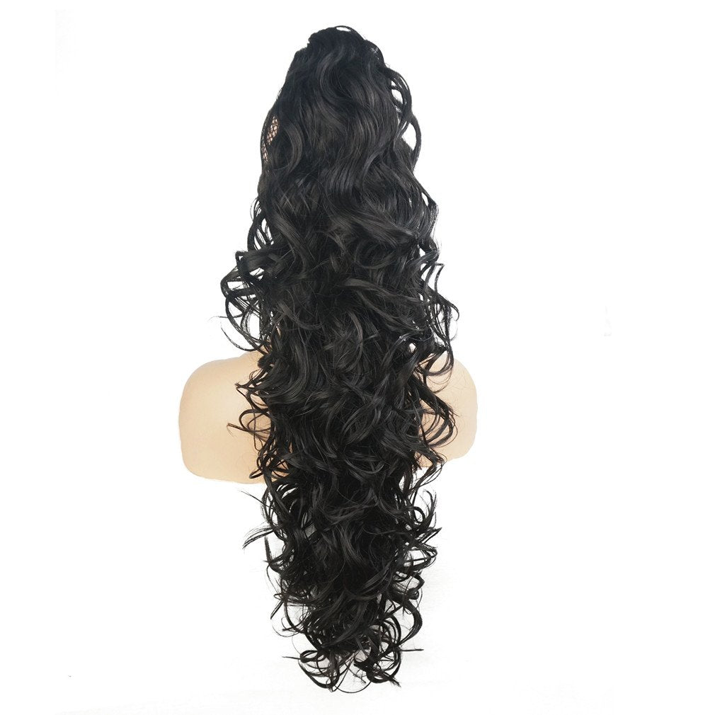 Lydell 30'' Long Curly Styled Clip In Claw Ponytail Hair Extension Synthetic Hairpiece 280G With A Jaw/Claw Clip (Darkest Brown)