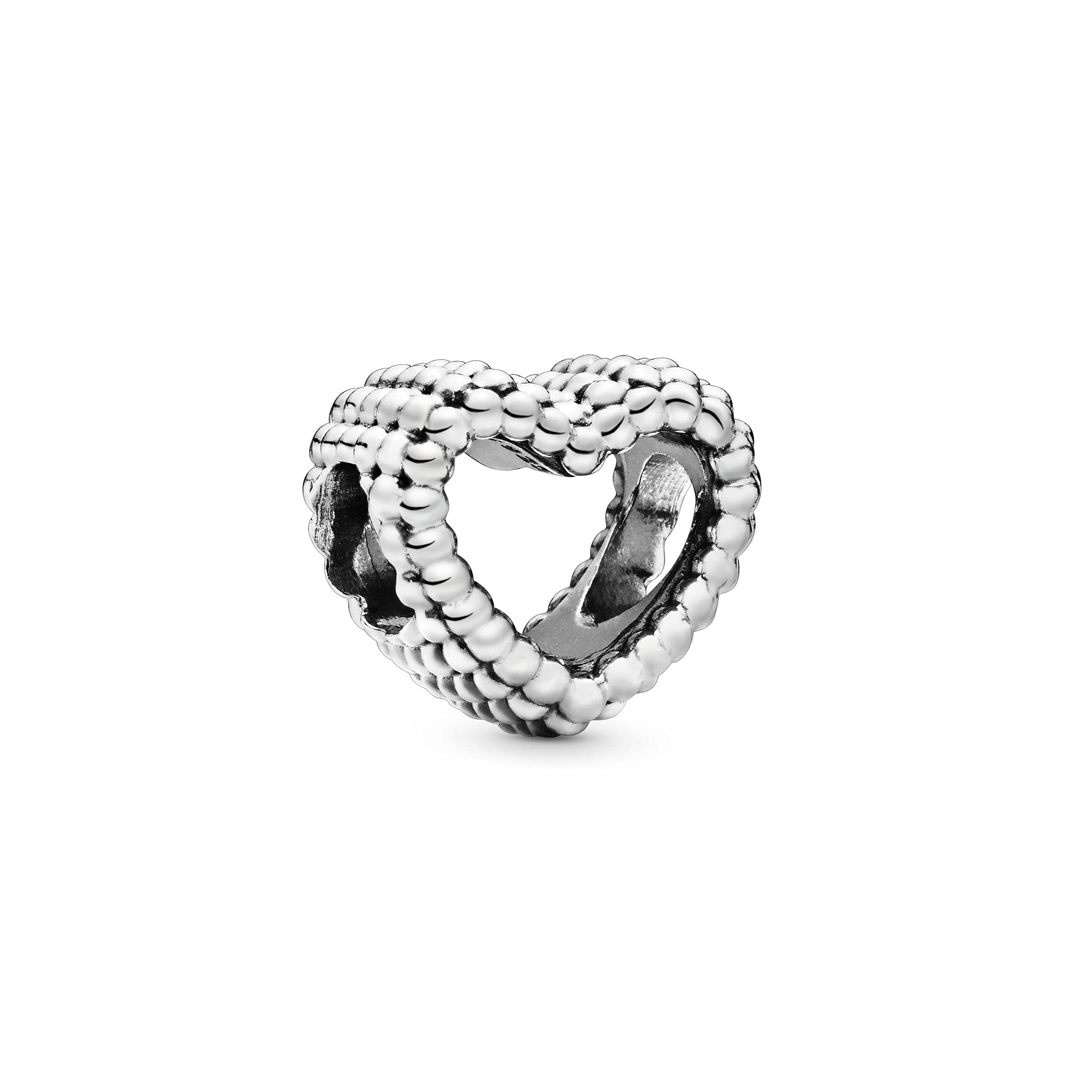 Pandora Beaded Open Heart Charm - Compatible Moments Bracelets - Jewelry for Women - Gift for Women in Your Life - Made with Ste