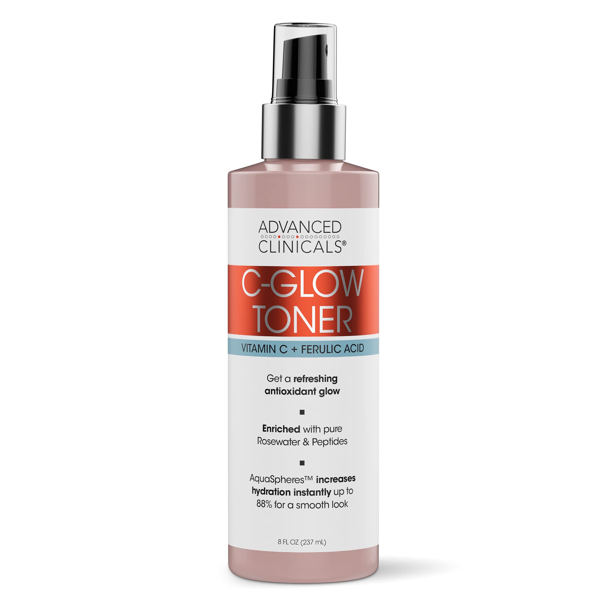 Advanced Clinicals Vitamin C Glow Facial Mist Toner For Face W/Rosewater, Ferulic Acid, & Peptides. Vitamin C Antioxidant Moistu