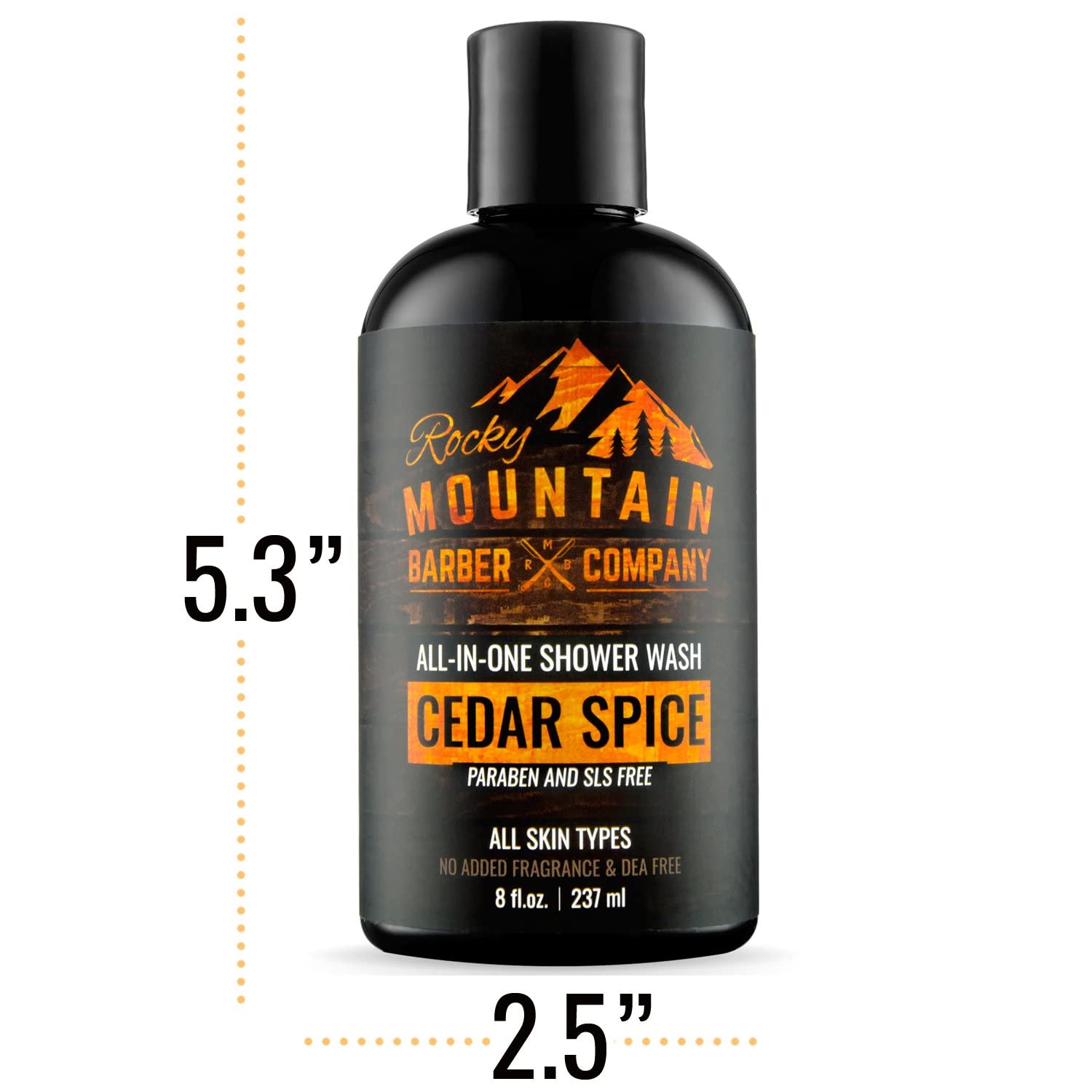 Rocky Mountain Barber Company Cedar Spice All-In-One Body Wash - Shampoo, Body Wash, Conditioner, Face Wash & Beard Wash With Es