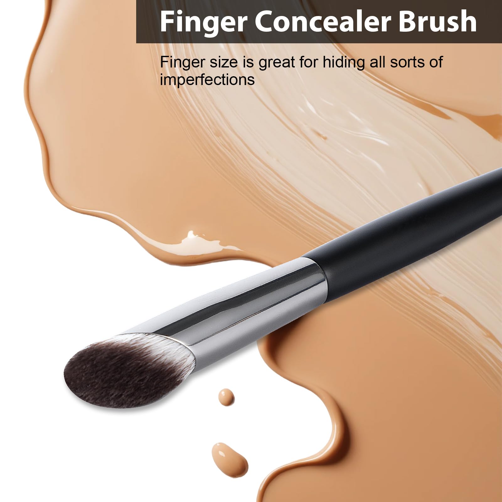 BEAUTYFACTOR Concealer Brush Under Eye, Angled Nose Contour Brush Small Precision Foundation Brushes - Synthetic Bristles for Ey
