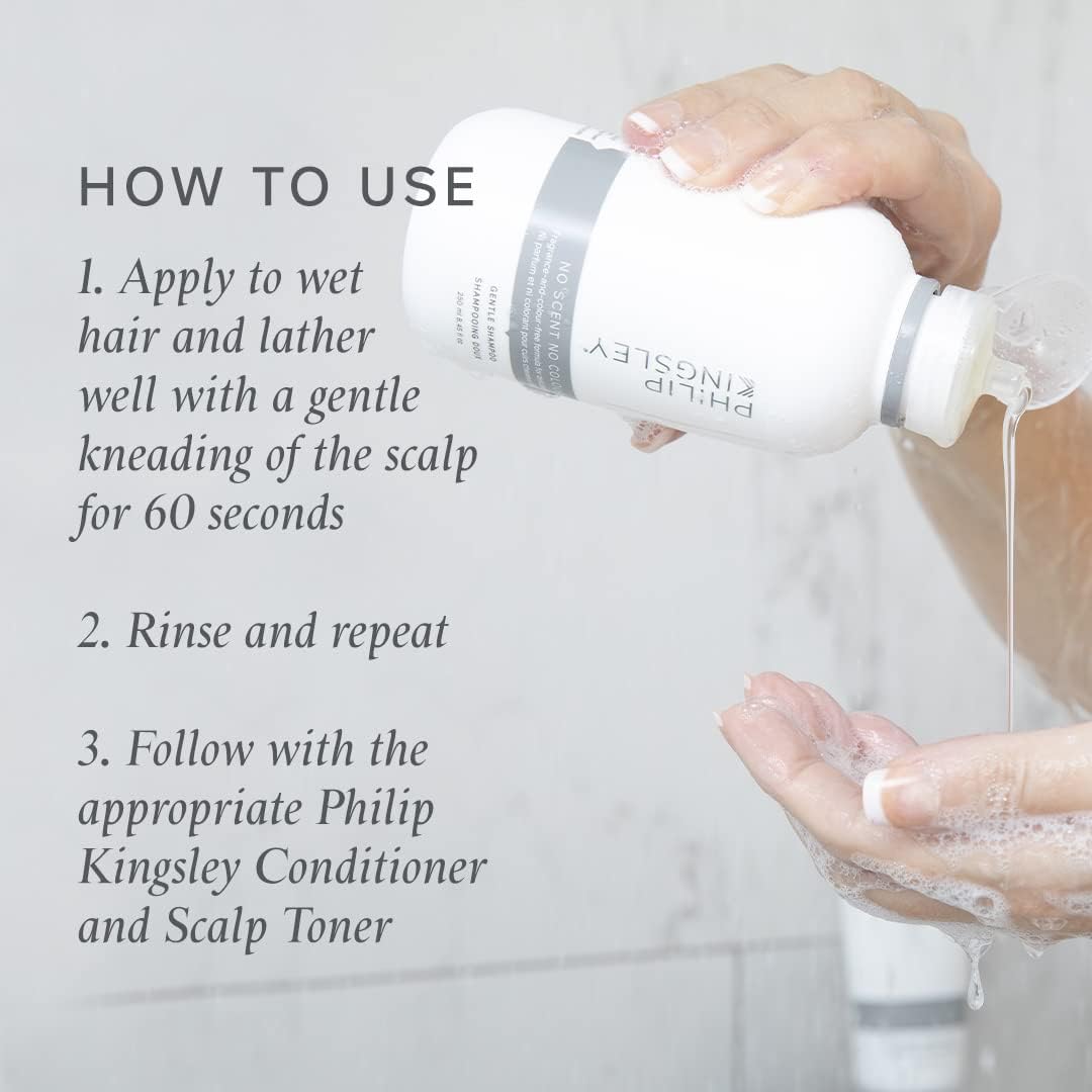 Philip Kingsley | No Scent No Color Gentle Shampoo | For Sensitive And Delicate Scalps | Sulfate-Free And Fragrance-Free | 8.4Oz