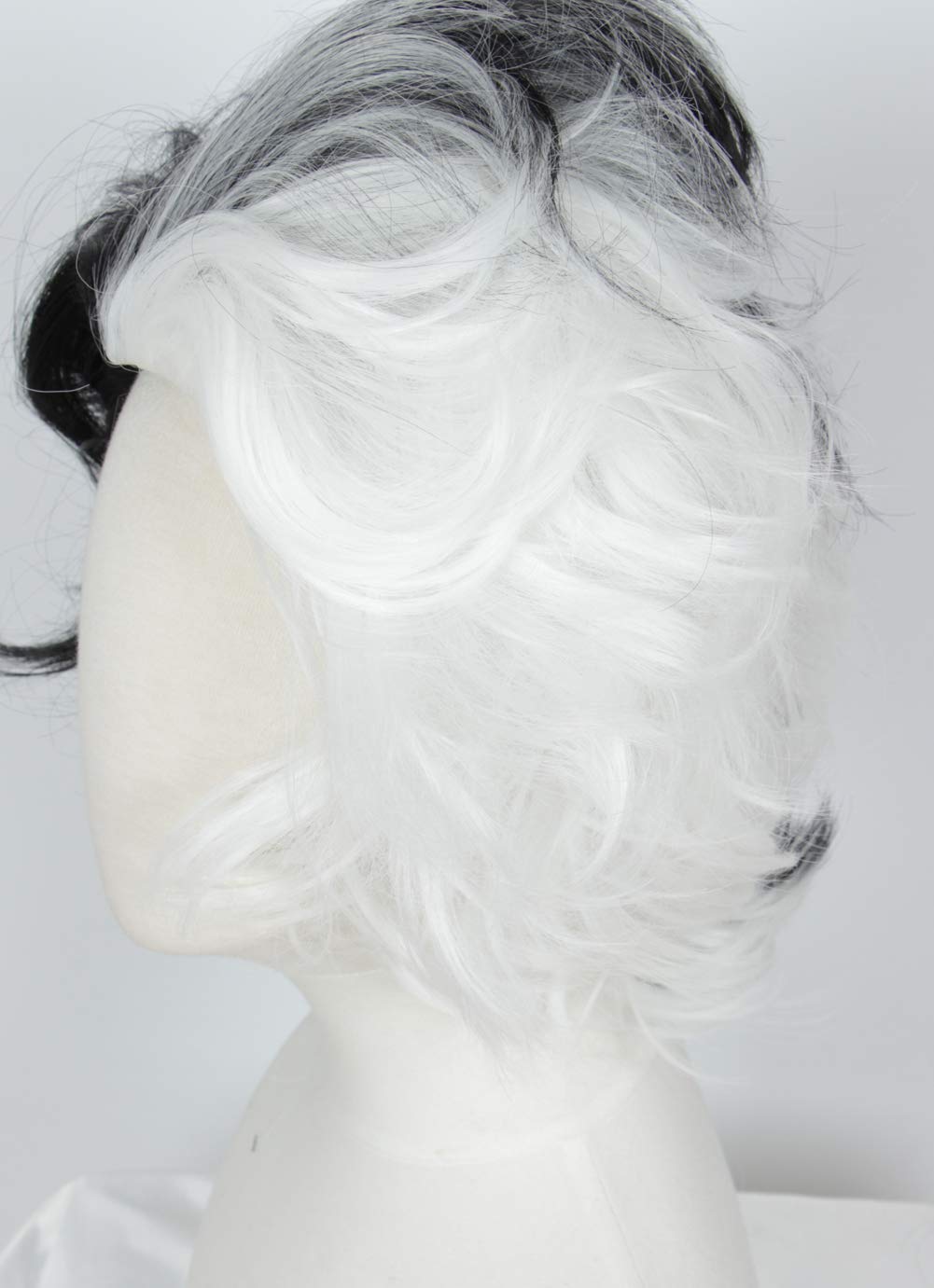 Linfairy Half White And Half Black 2 Tone Wig Halloween Costume Cosplay Wig For Women