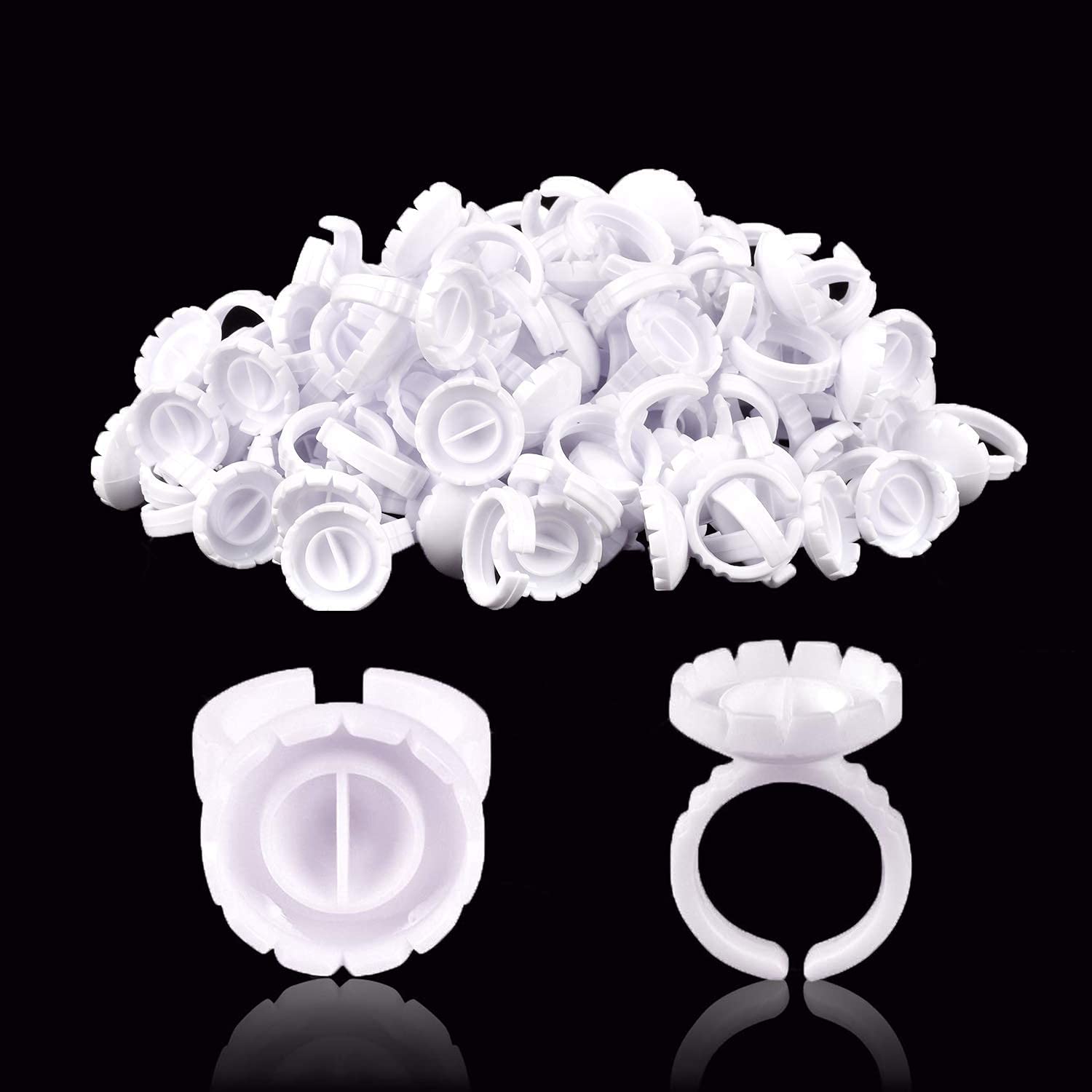 NXJ INFILILA Glue Rings, 100PCS Glue Rings for Eyelash Extensions, Disposable Lash Glue Rings for Eyelash Extension Supplies, Bl
