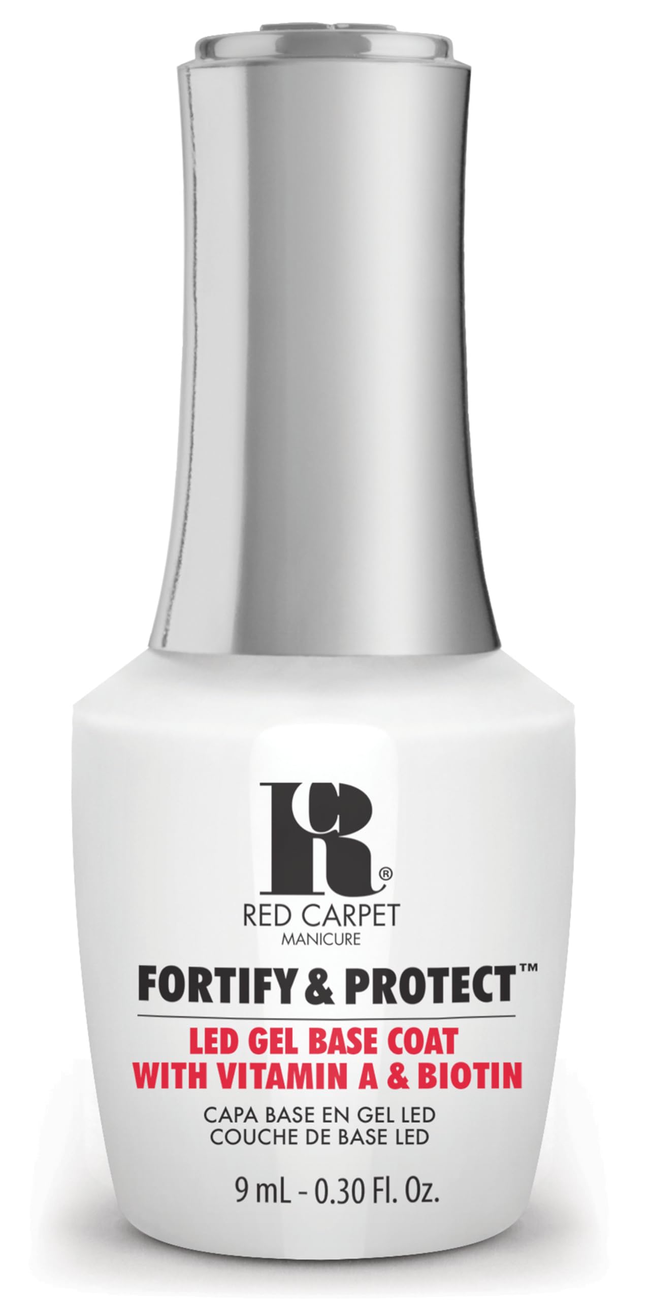 Red Carpet Manicure Fortify & Protect LED Gel Base Coat with Vitamin A & Biotin, Long-Lasting Gel Nail Base Coat for Strong, Pro