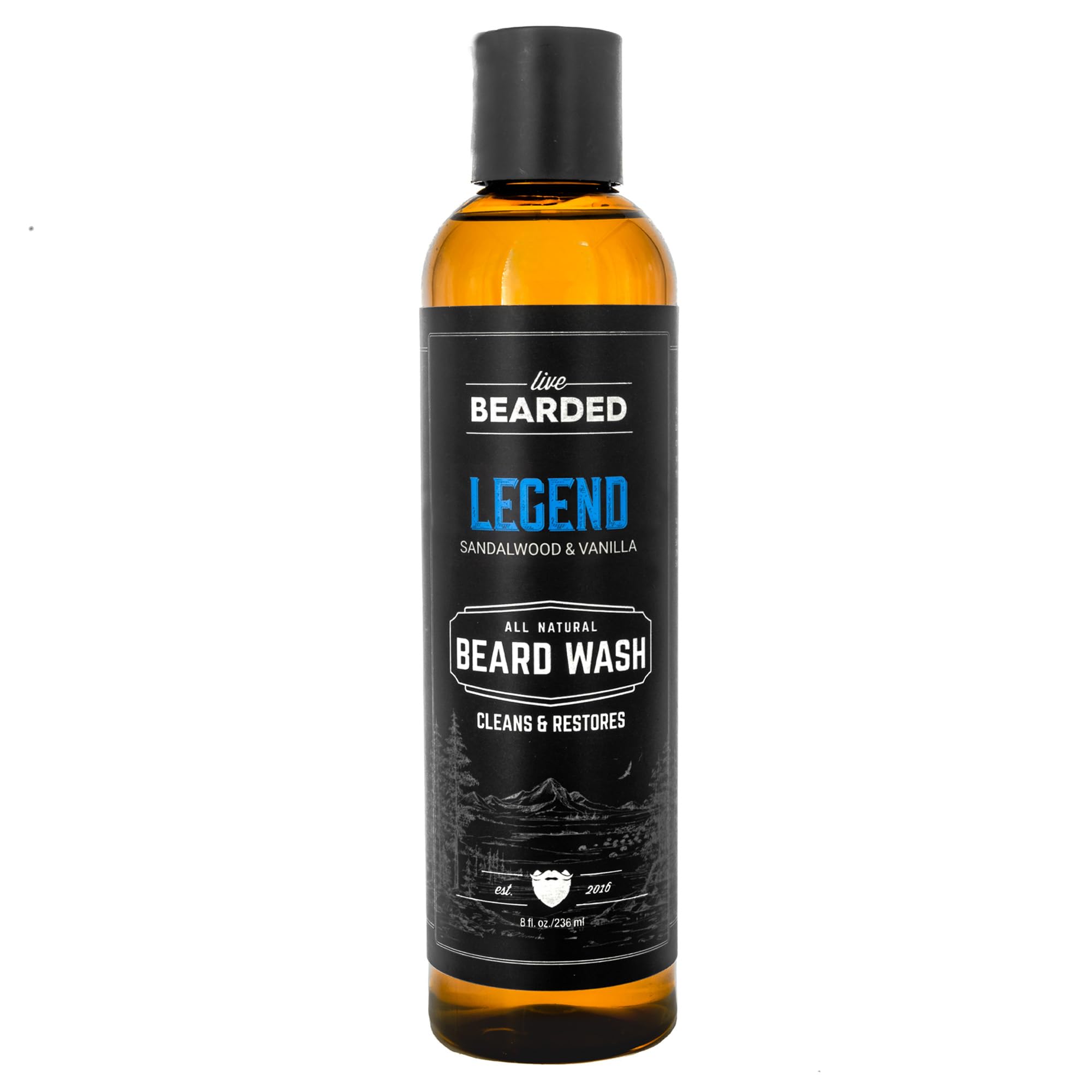 Live Bearded: Beard Wash - Legend - Beard and Face Wash - 8 fl. oz. - Water-Based Formula with All-Natural Ingredients for a Gen