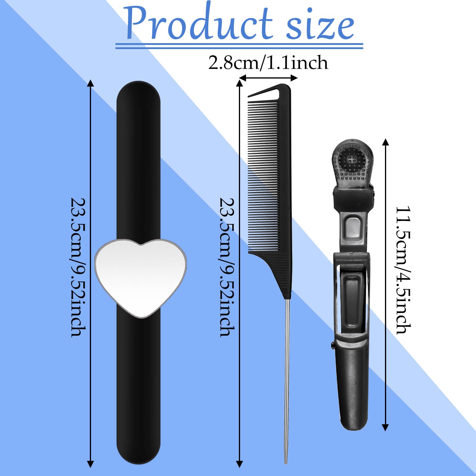 Nuenen Hair Braiding Tools 7 Pieces Kit, Includes 1 Magnetic Pin Wristband, 2 Stainless Steel Rat Tail Combs, 4 Wide Teeth Allig