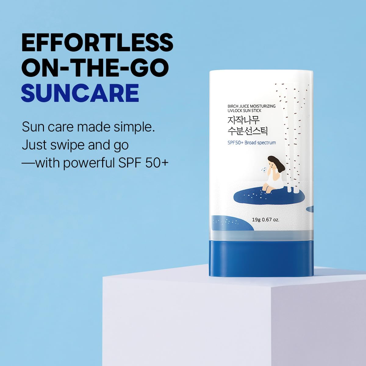 ROUND LAB Birch Juice Moisturizing UVLock Sun Stick 19g, 0.67oz. | Korean sunscreen, No White Cast, Strong UV Protection, portab