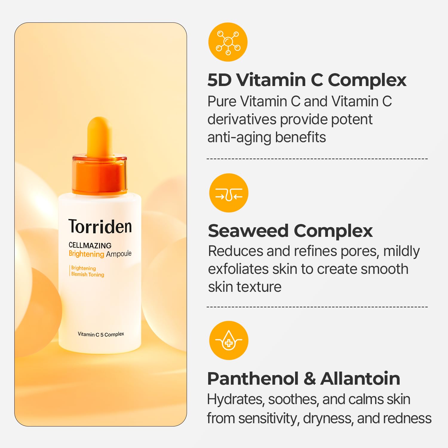 Torriden Cellmazing Vita C Ampoule 1.01 Fl. Oz | Refining Sagging Pores And Skin Texture With 5D Vitamin C, A Seaweed Complex, A