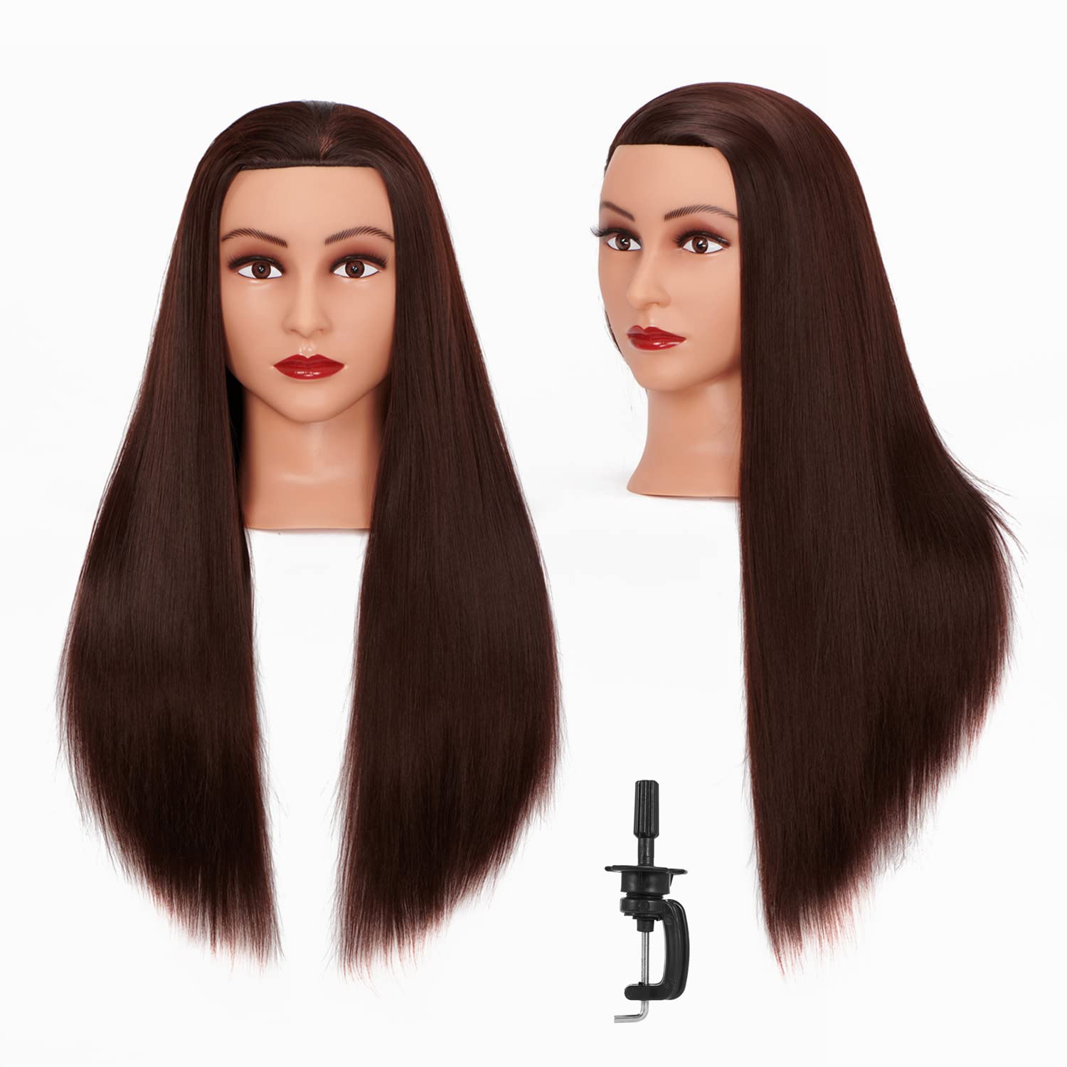 Mannequin Head 26''-28'' Synthetic Fiber Training Head Braiding Head Hair Styling Manikin Cosmetology Doll Head Hairdresser Trai