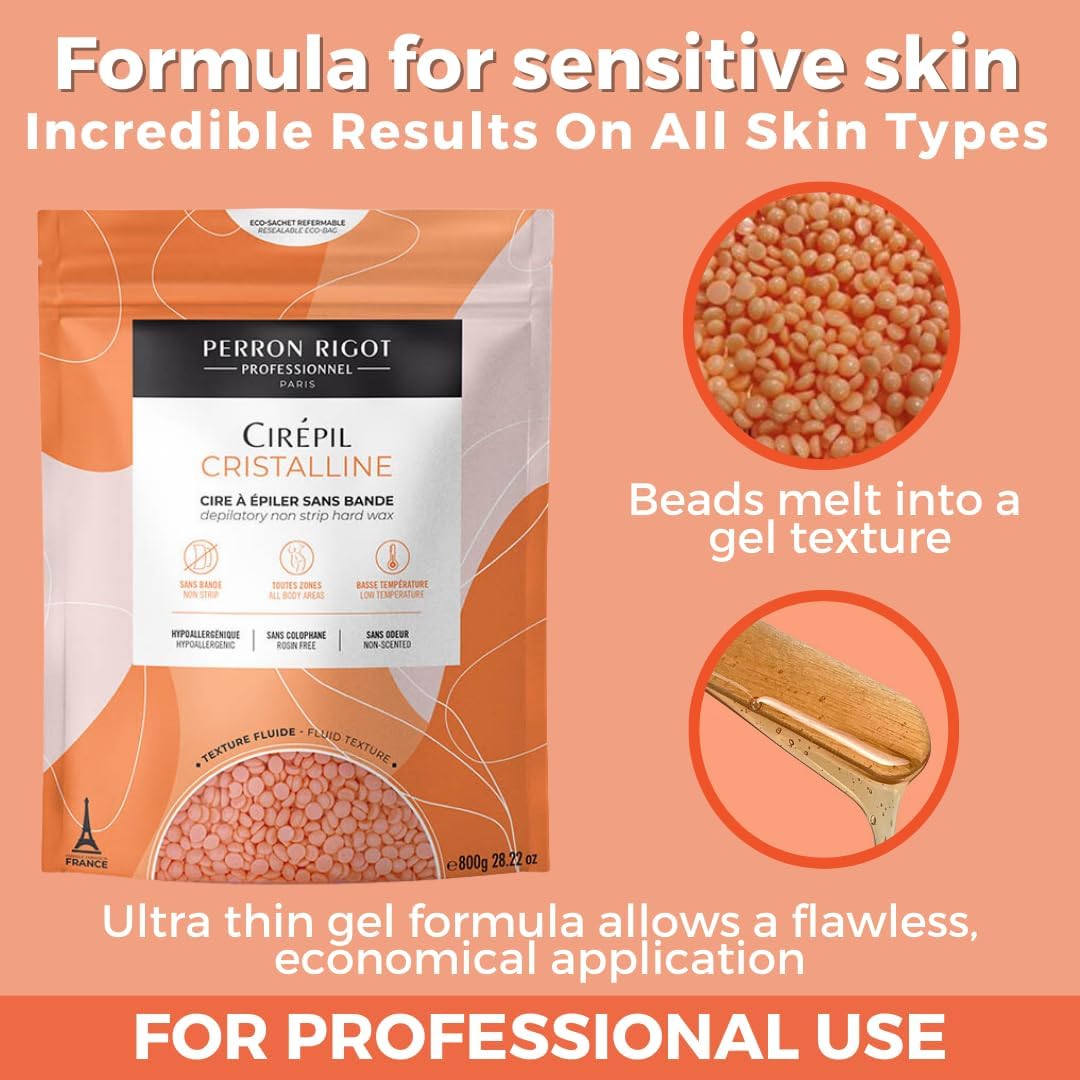 Cirepil - Cristalline - 800g / 28.22 oz Wax Beads Bag - Micro-Crystalline Formula for Sensitive Skin - Rosin-free - Unscented &