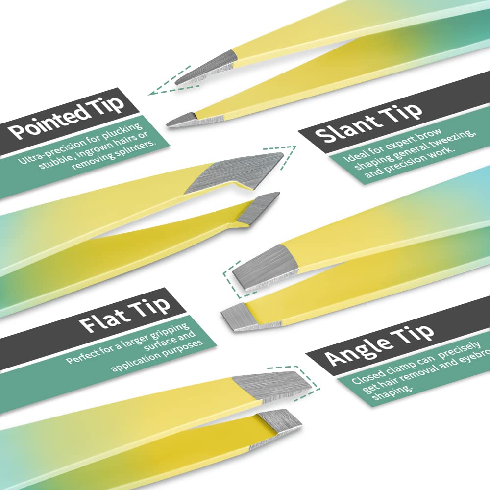 Eyebrow Tweezer Set, Tsmaddts 7 Pcs Tweezers Set For Women, Precision Tweezer For Eyebrows With Curved Scissors And Eyebrow Razo