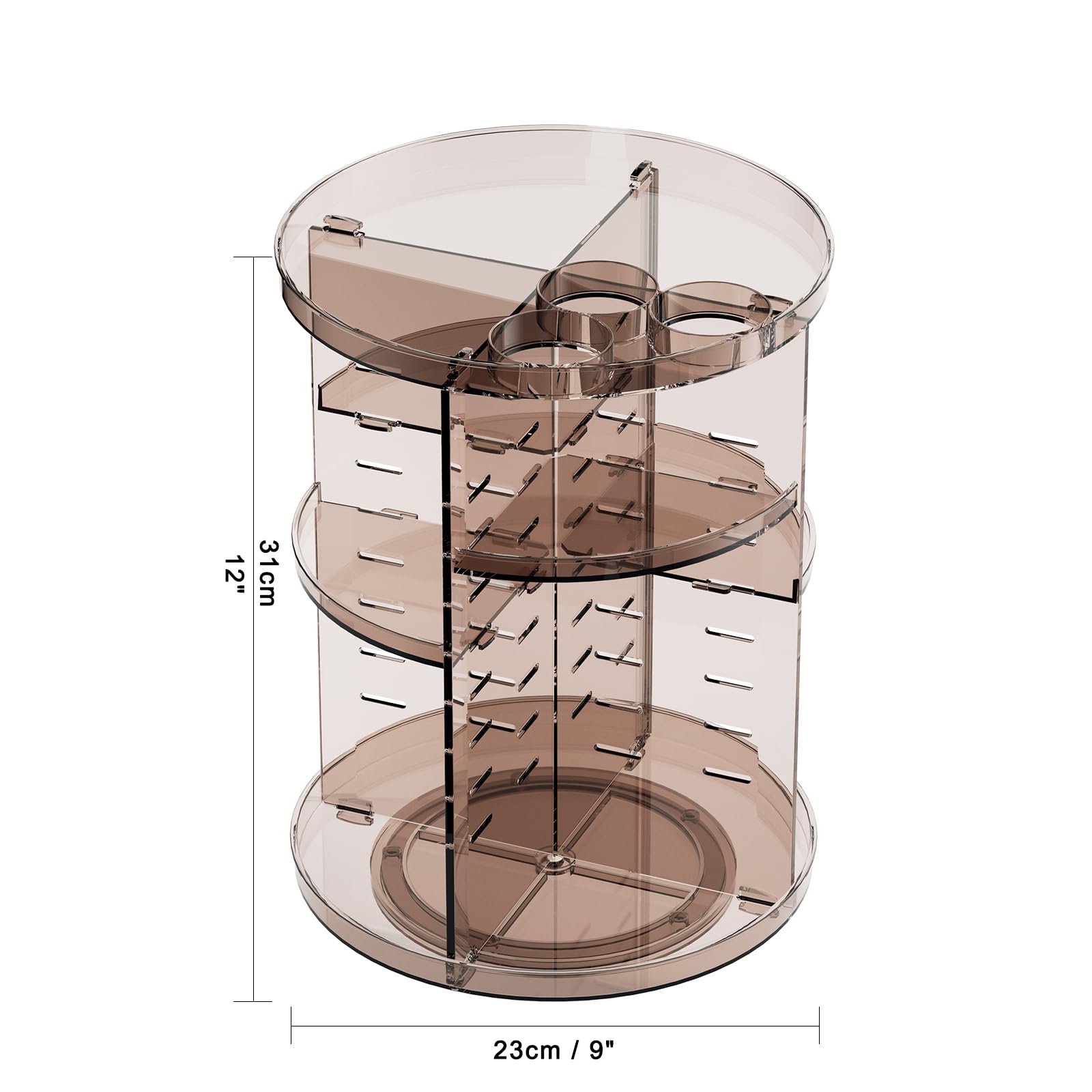 Rotating Makeup Organizer Countertop, Diy Adjustable Trays Spinning Skincare Organizers, Cosmetic Display Shelf With Perfume & B