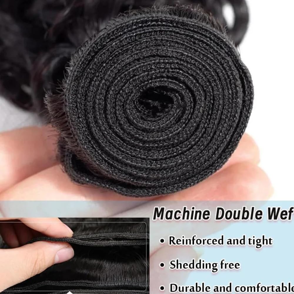 10A Brazilian Water Wave Human Hair Bundle 1 Bundle 18 Inch Water Wave Hair Extensions Curly Wave Bundles Wet and Weave Double W