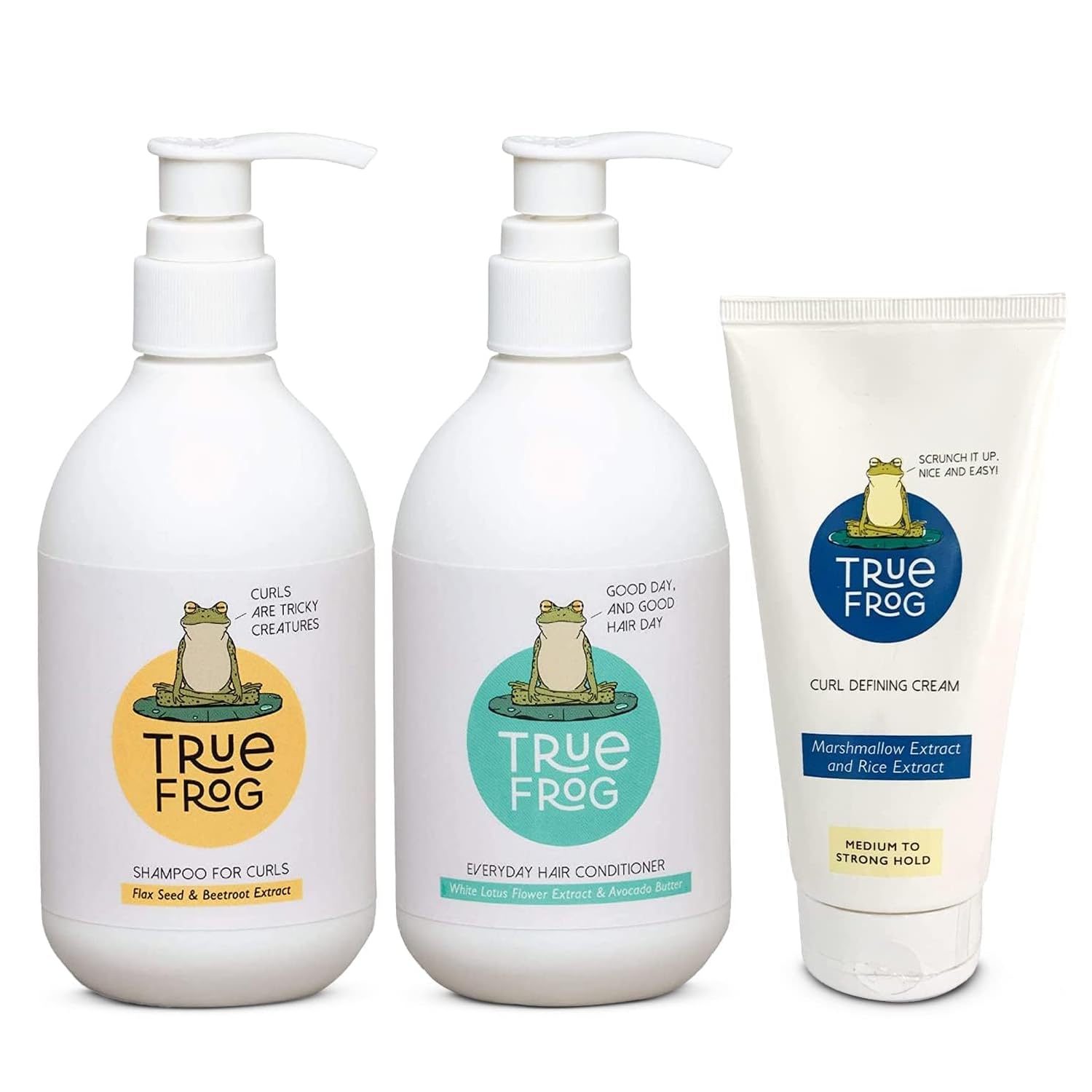 True FrogS Curly Hair Kit With Shampoo For Curls, Everyday Hair Conditioner And Curl Defining Cream To Moisturize And Define Cur