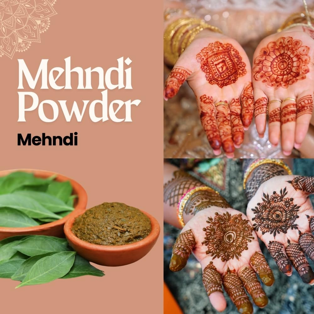 Henna Powder for Hair Growth 100g (3.5oz) | Pure Mehndi Powder | Natural black Henna Hair Colour Dye | Made in India by Hebhac H