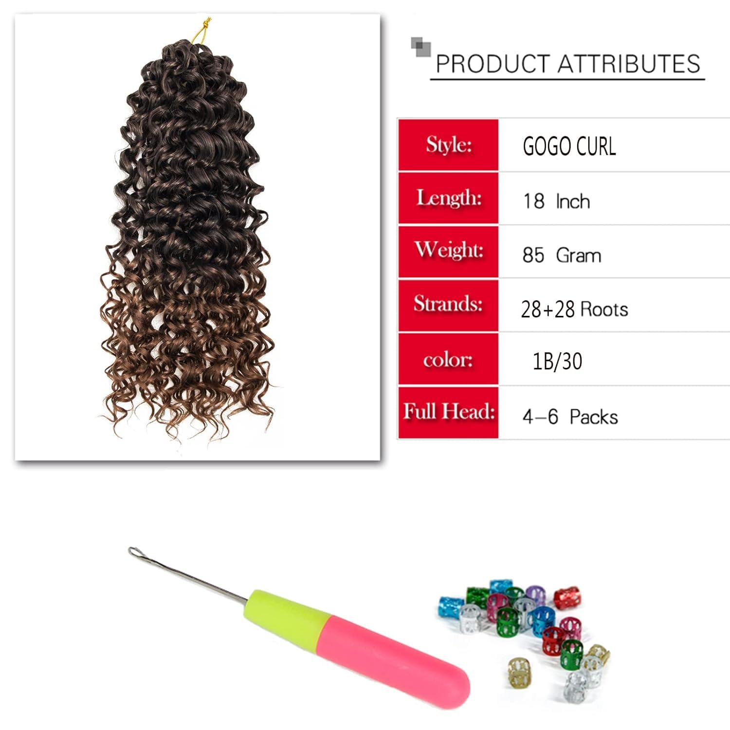 Gogo Curl Crochet Hair 18Inch Water Wave Crochet Hair Ombre Brown Synthetic Bohemian Crochet Braids Deep Wave Braiding Hair Exte