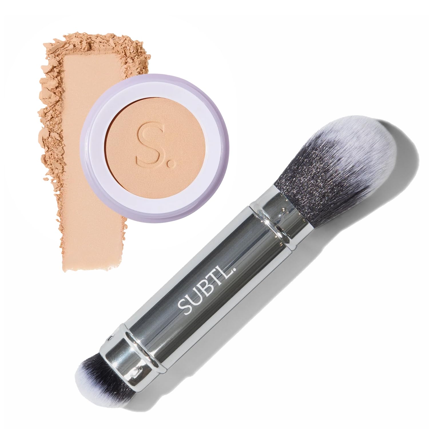 Subtl Beauty BB Powder + DualEnded Face Brush  Fair 3N, 6.3g  TalcFree Powder Foundation with Buildable Coverage, SkinLike 