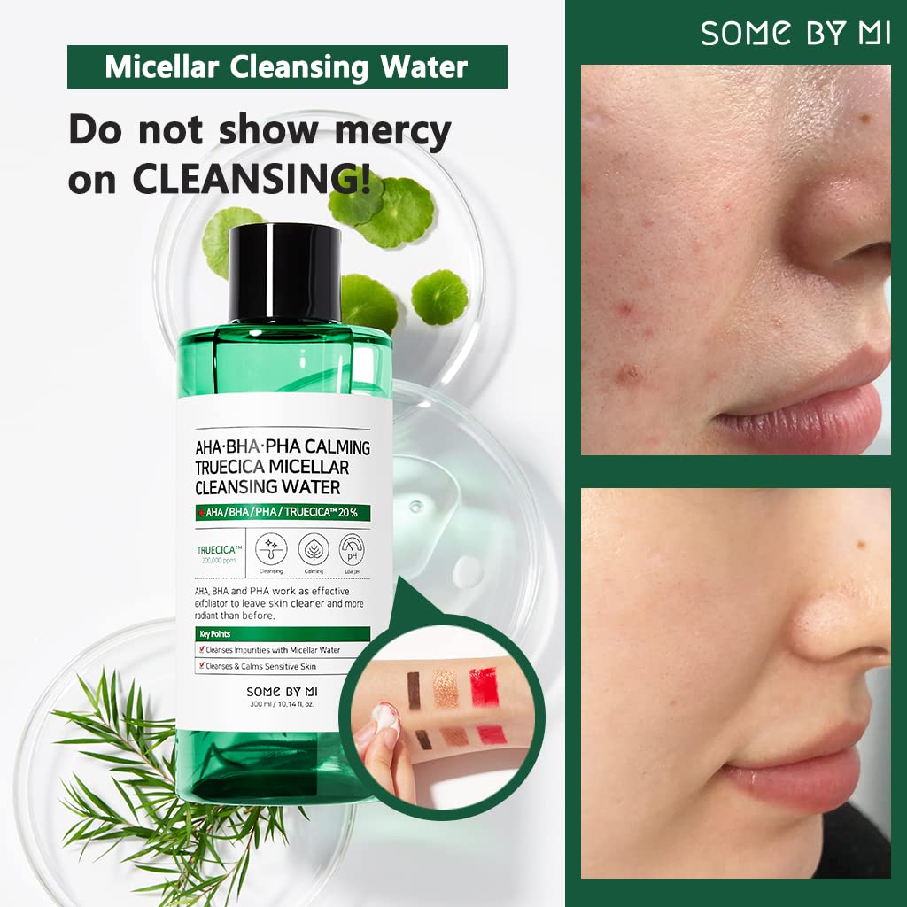 Some By Mi Aha Bha Pha Calming Truecica Micellar Cleansing Water / 10.14Oz, 300Ml / Mild Daily Cleansing Water For Sensitive Ski