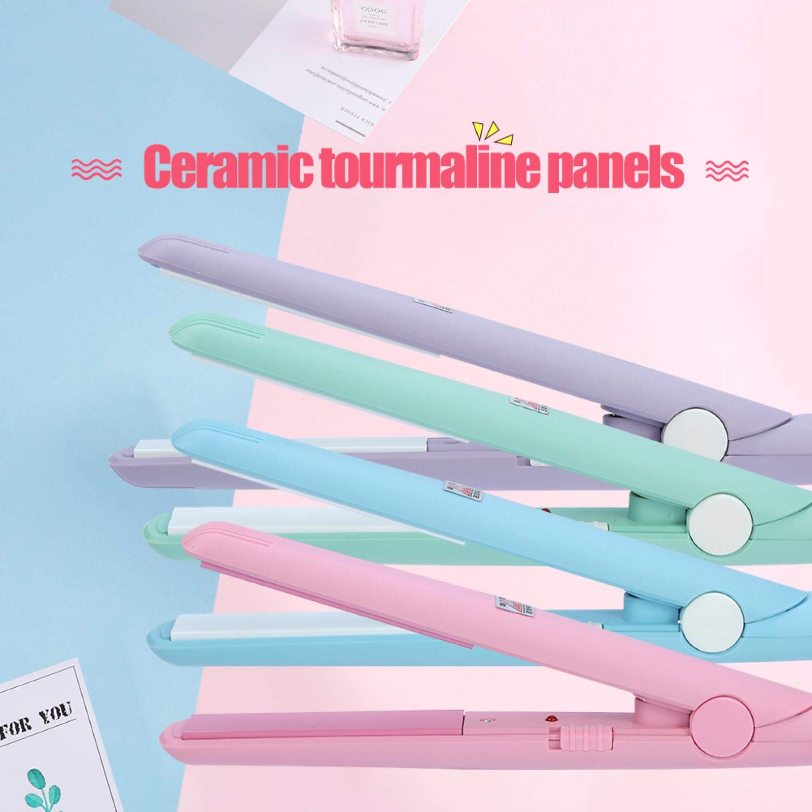 Mini Hair Straightener, 2 in 1 Mini Ceramic Tourmaline Flat Iron for Short Hair Pixie Cut Hair Touch Control, Anti-Frizz (4 Colo