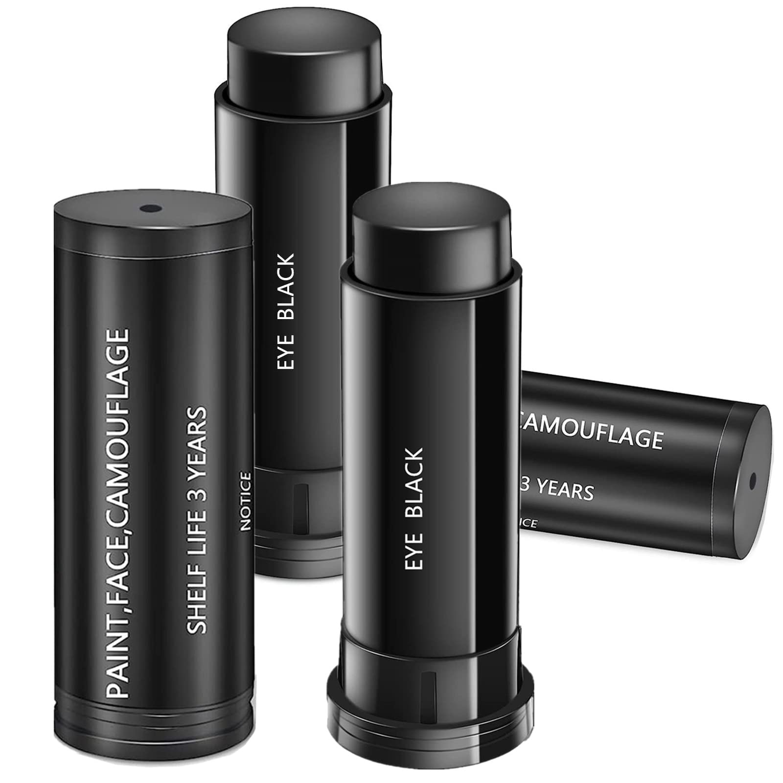 Go Ho 3PCS Eye Black Sticks for Sports,Eyeblack Baseball Face Paint,Softball/Baseball Accessories,Football Stick Eye Strips,Blac