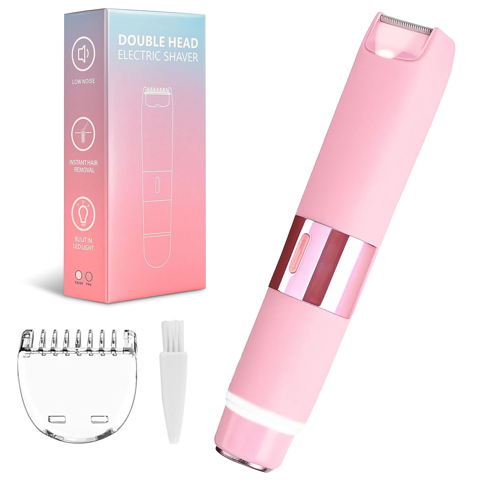 EVANULLE Bikini Trimmer for Women - 2 in 1 Painless Electric Razors for Women, IPX7 Waterproof Rechargeable LED Dual Head Electr