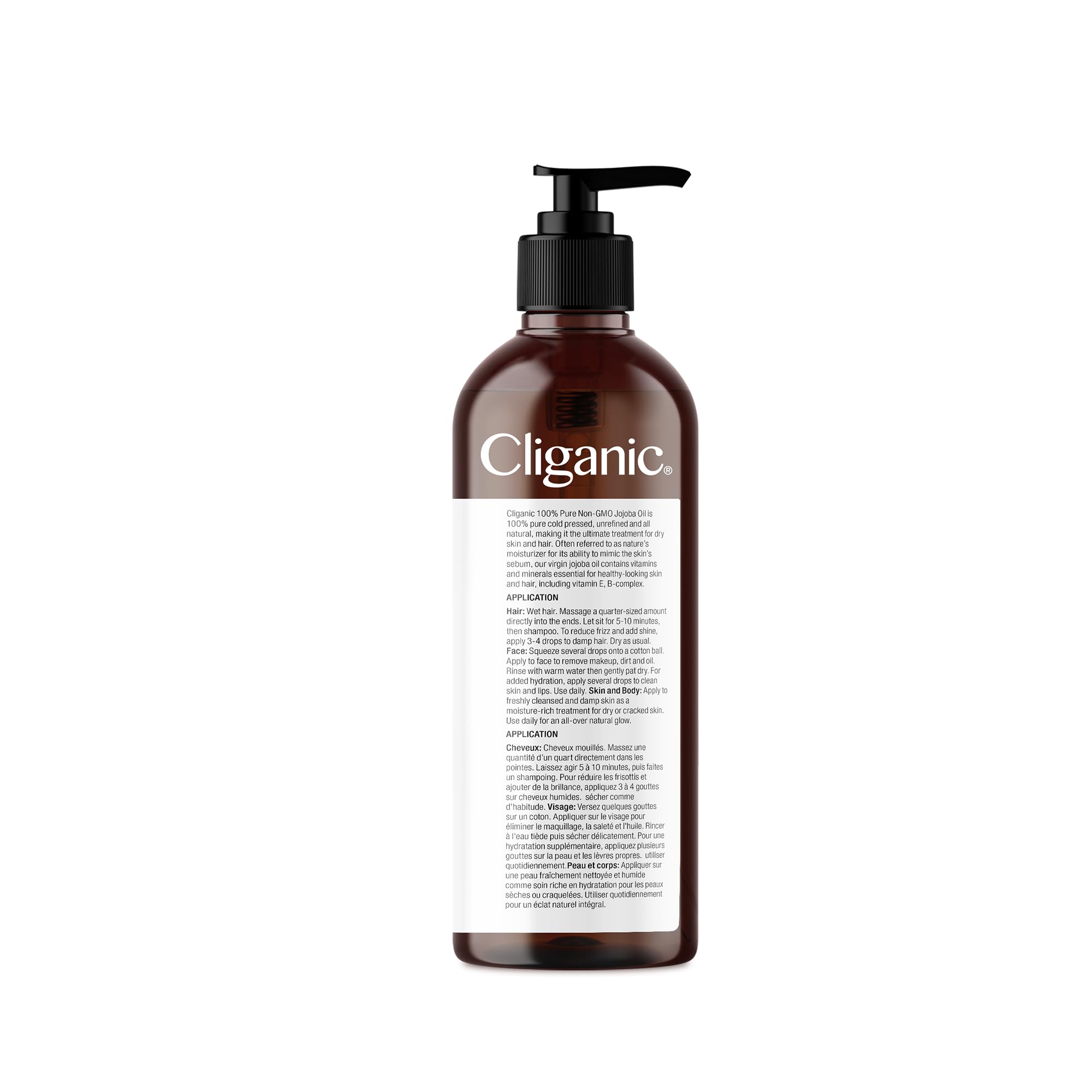Cliganic Jojoba Oil Non-Gmo, Bulk 16Oz  100% Pure, Natural Cold Pressed Unrefined Hexane Free Oil For Hair & Face