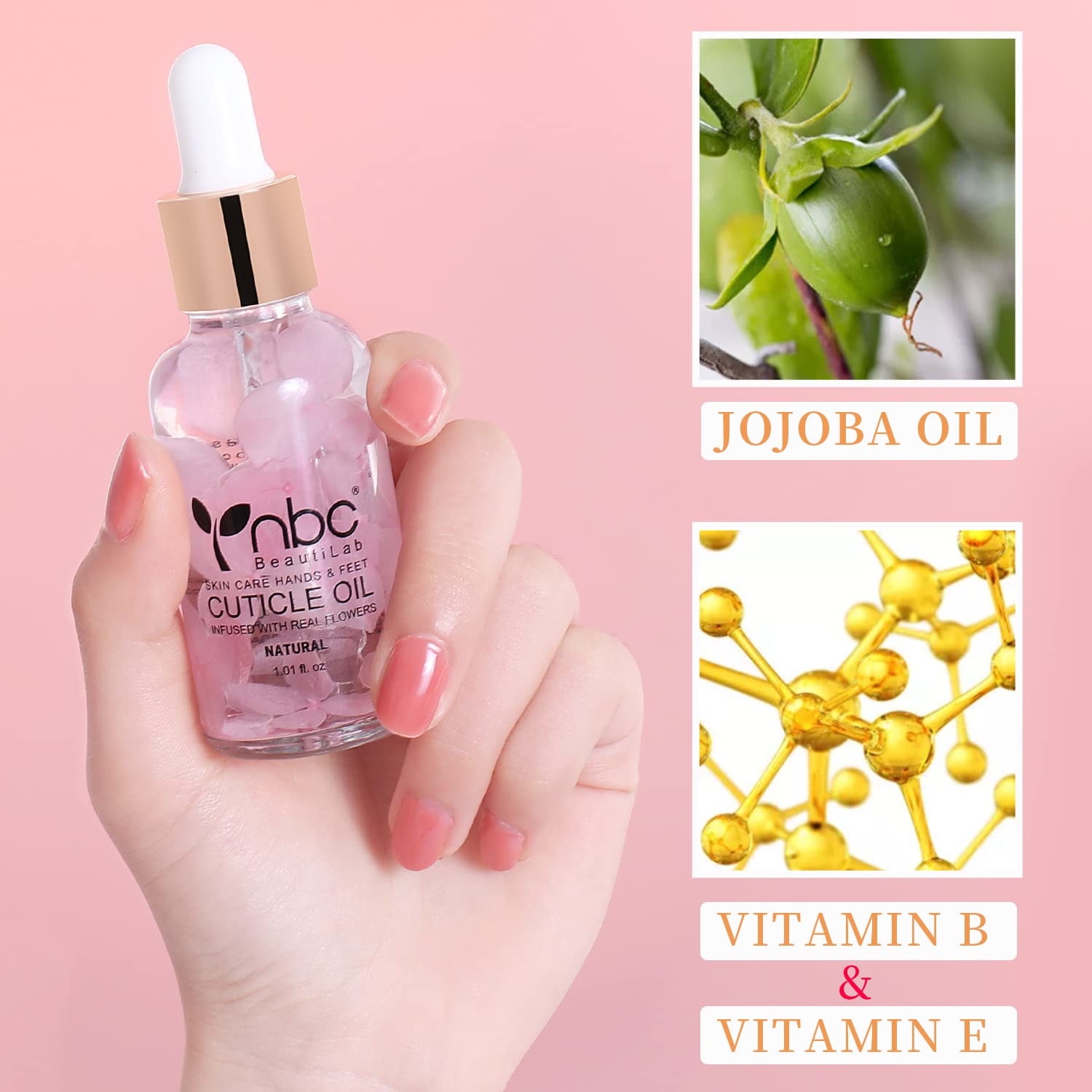 Nbc Beautilab Nail Cuticle Oil, 2Pcs 30Ml Rose & Strawberry Cuticle Oil Set Nail Growth Oil With Vitamin E, Jojoba Oil Natural P