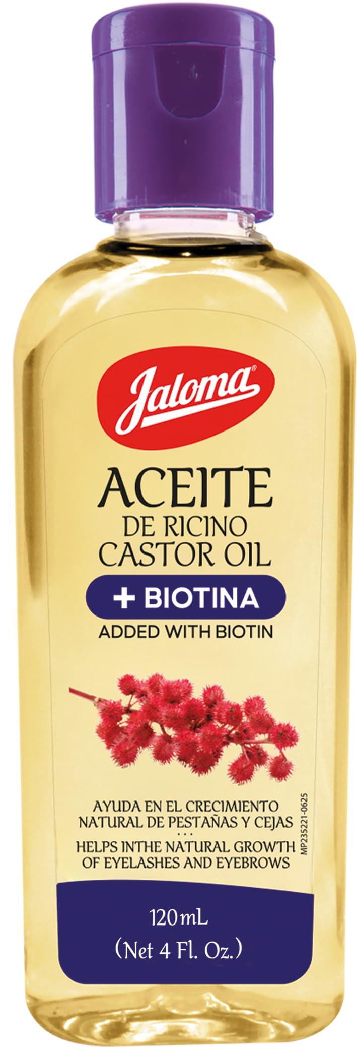 Jaloma Castor Oil with Biotin for Eyelashes & Eyebrows, 4 Fl Oz Pack of 1