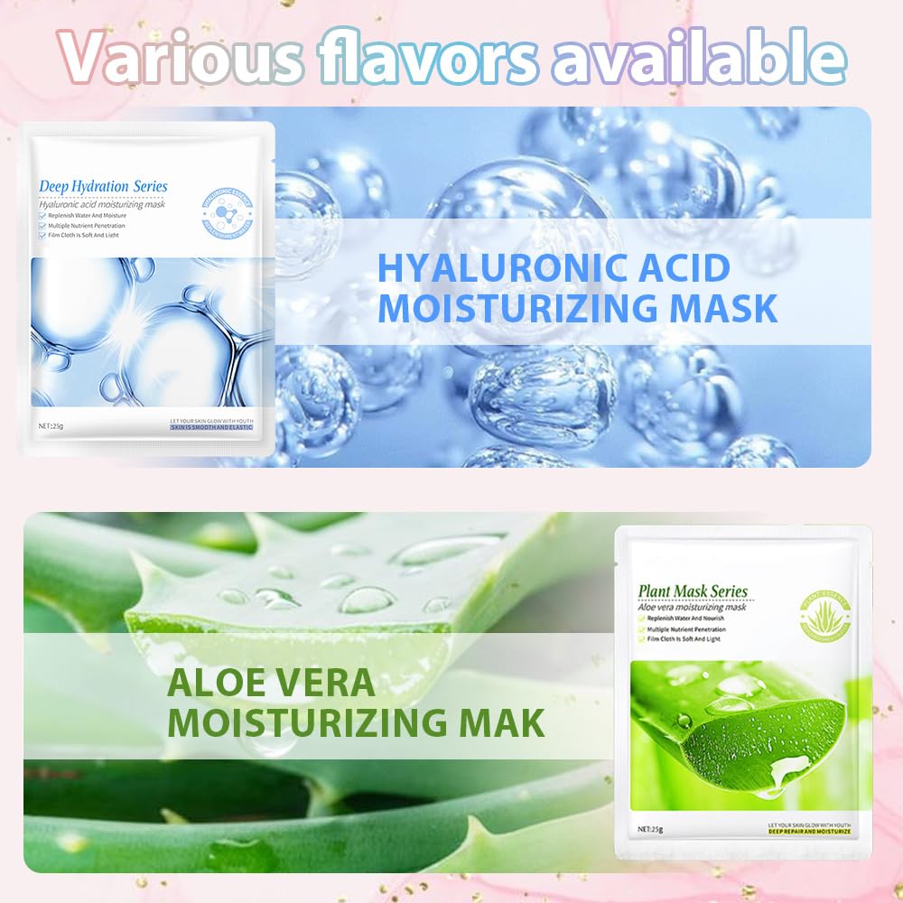 Kaely 10 Pack Variety Sheet Masks,Hydrating Smoothing Face Masks For Women Men,Facial Mask Skin Care Korean,Moisturize,Brighten,