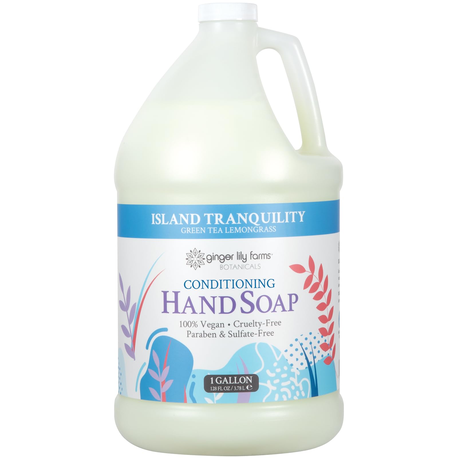 Ginger Lily Farms Botanicals All-Purpose Liquid Hand Soap Refill, Island Tranquility, 100% Vegan & Cruelty-Free, Green Tea Lemon