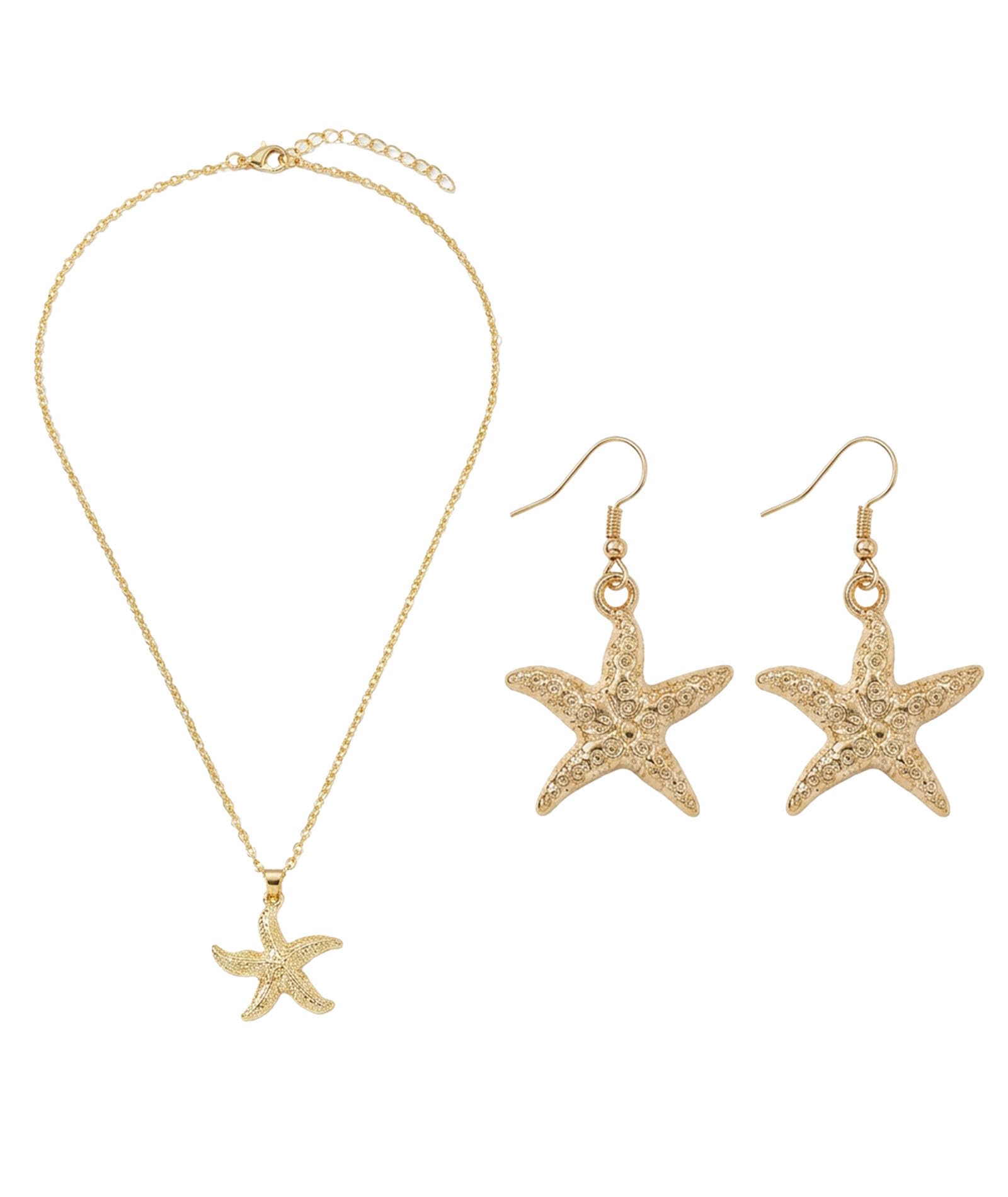 2Pcs Beach Accessories For Women, Beach Jewellery For Women, Starfish Pendant Necklace With Matching Earrings Set, Ideal For Bea
