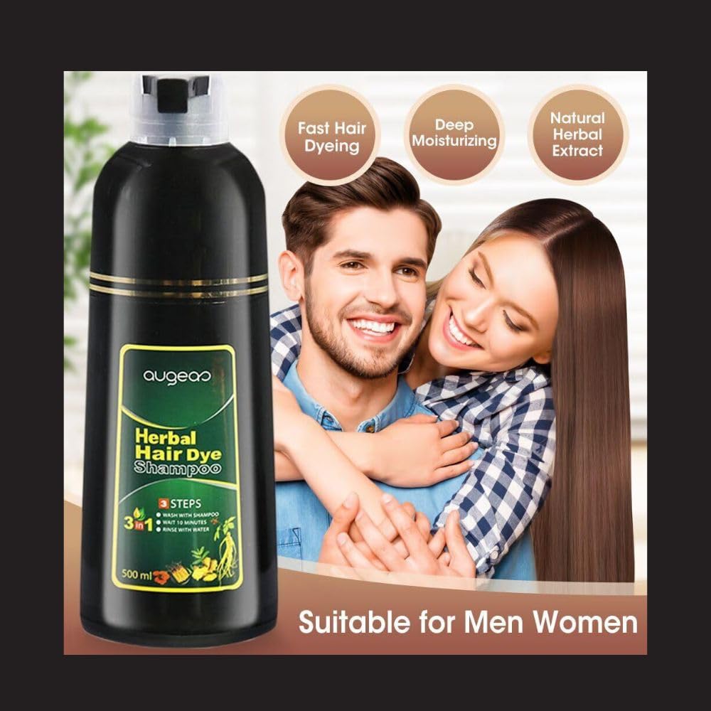 Nielies Shampoo, 3 in 1 Black Hair Dye Shampoo for Men and Women, Grey Hair Coverage, 16.9 Fl Oz