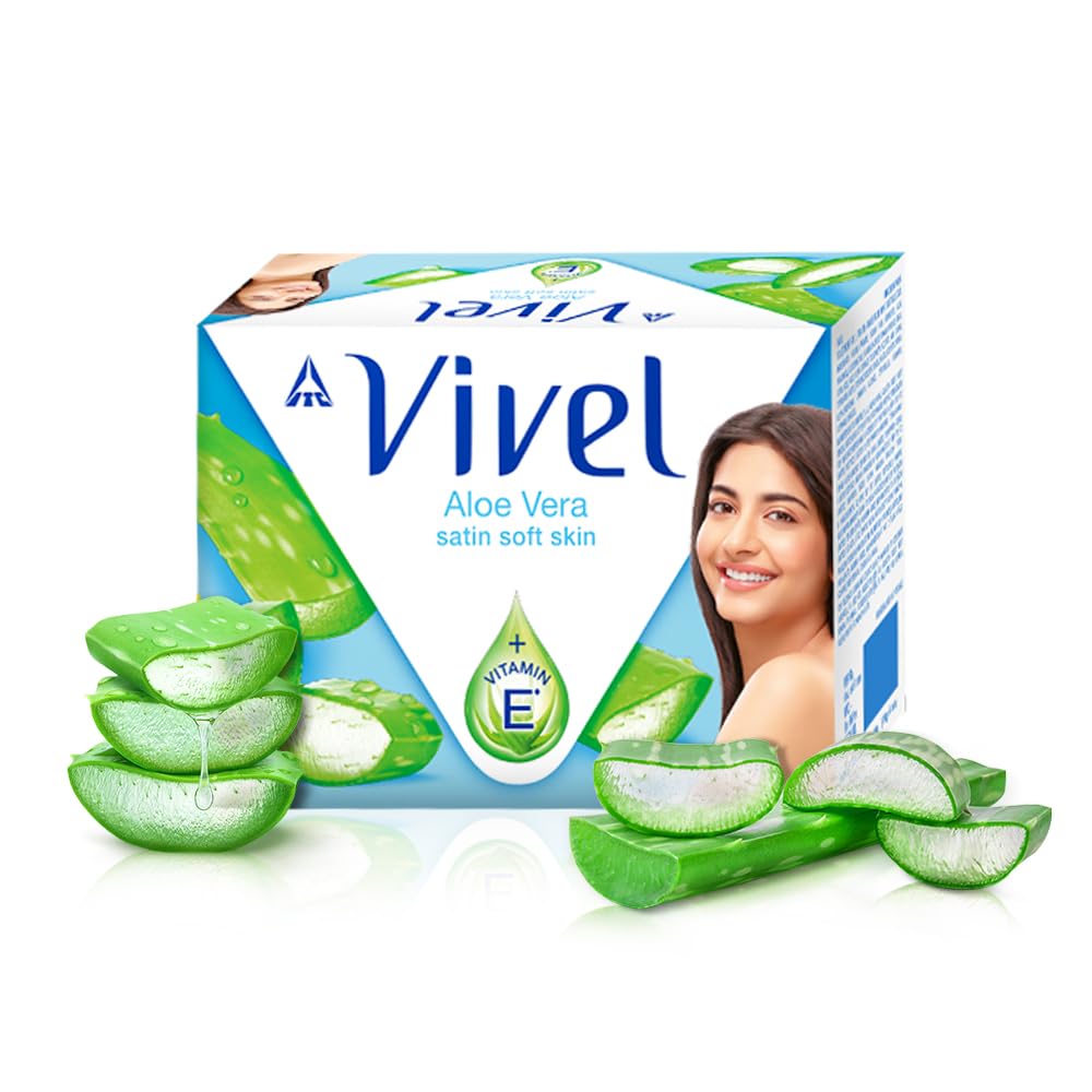 Vivel Aloe Vera Soap,satin soft skin vitamin E, 150g (Pack of 4)
