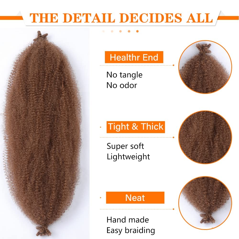 8 Packs Springy Afro Twist Hair 16 Inch Pre-Separated Marley Twist Braiding Hair Soft Synthetic Crochet For Distressed Faux Locs