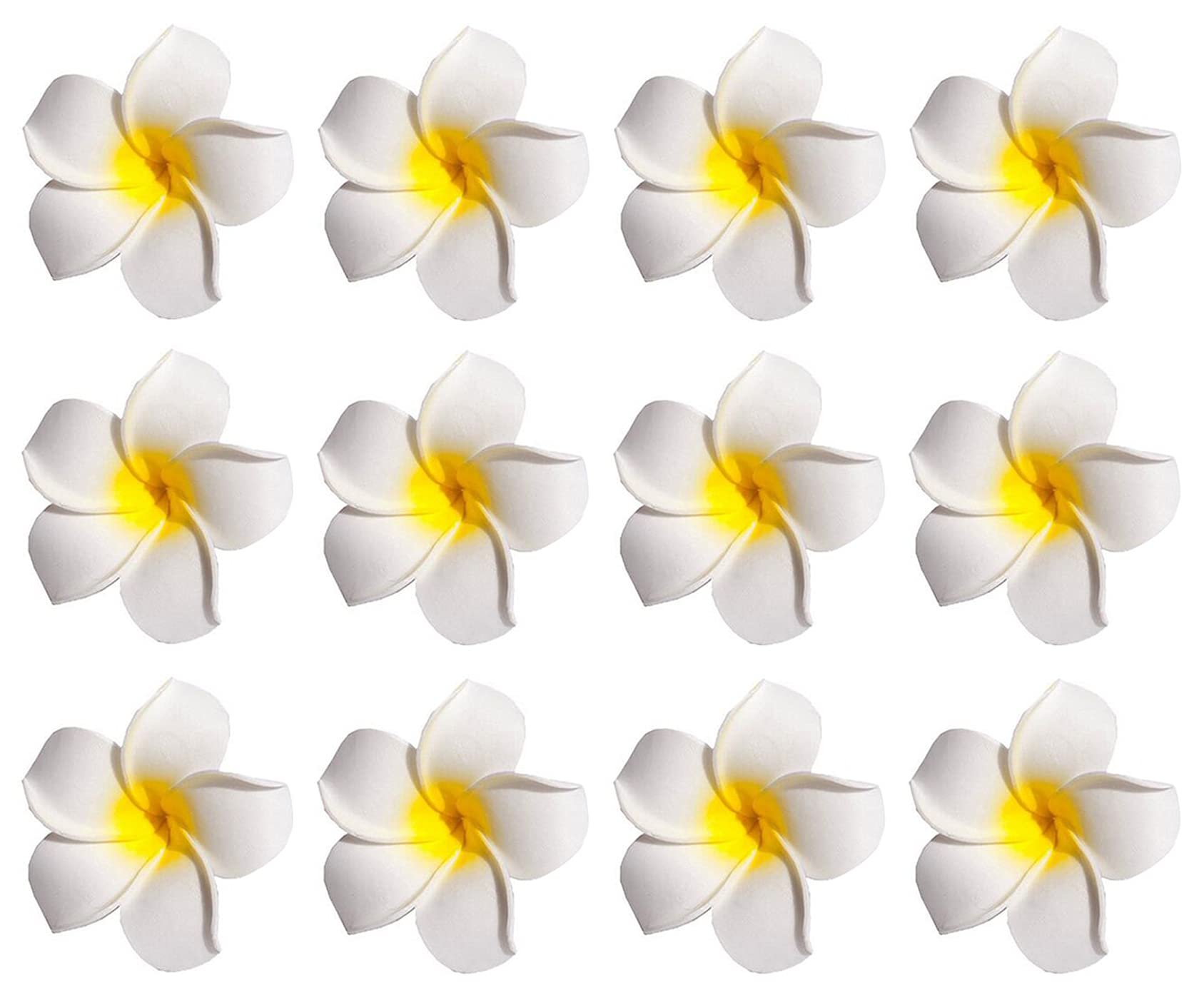 12PCS Women Girls 2.36'' Hawaiian Hawaii Bohemia Style Plumeria Foam Flower Hair Clips Decoration Hair Barrette Hairpin For Brid