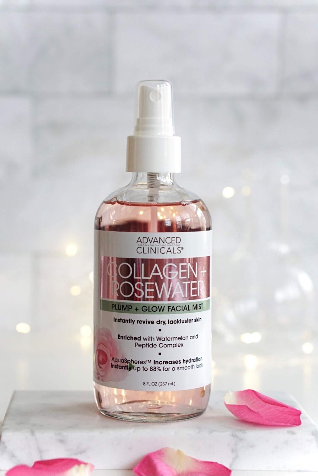 Advanced Clinicals Collagen + Rosewater Face Toner Skin Care Reviving & Hydrating Facial Mist For Face, Non-Greasy Instant Hydra