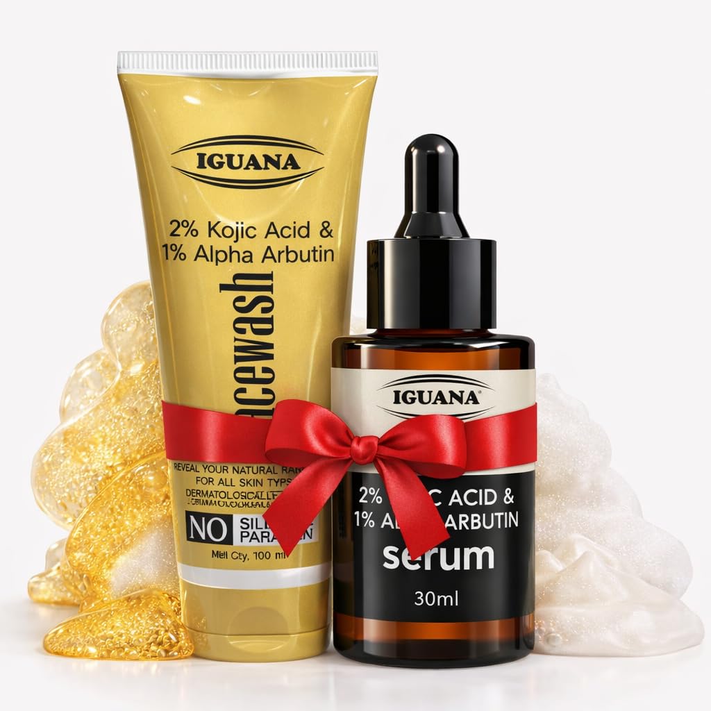 Iguana Kojic Acid & Alpha Arbutin Skincare Combo  Face Wash 100Ml + Serum 30Ml | 2% Kojic Acid & 1% Alpha Arbutin | Dark Spots,