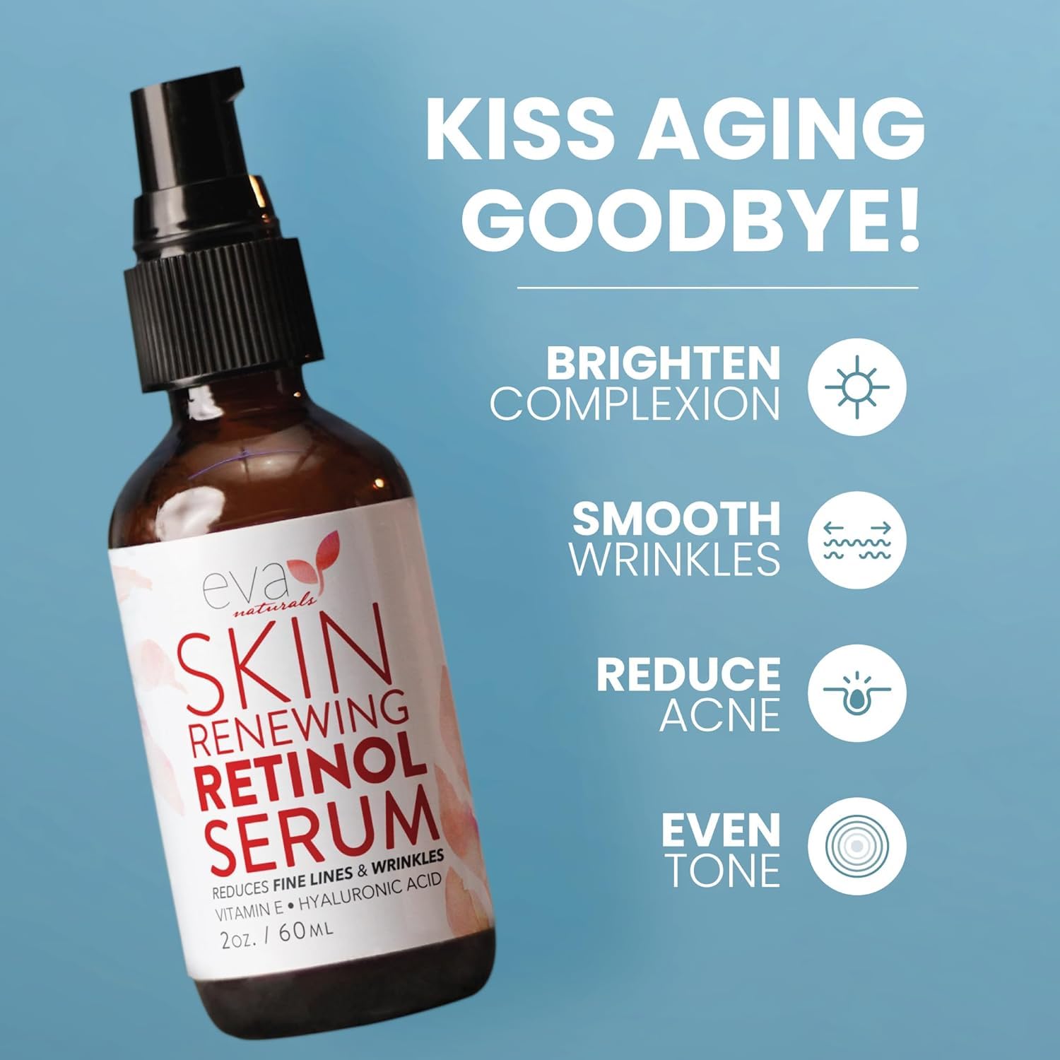 Retinol Serum By Eva Naturals - 2.5% Retinol Serum For Face With Hyaluronic Acid, Vitamin E & Organic Aloe - Retinol Face Serum